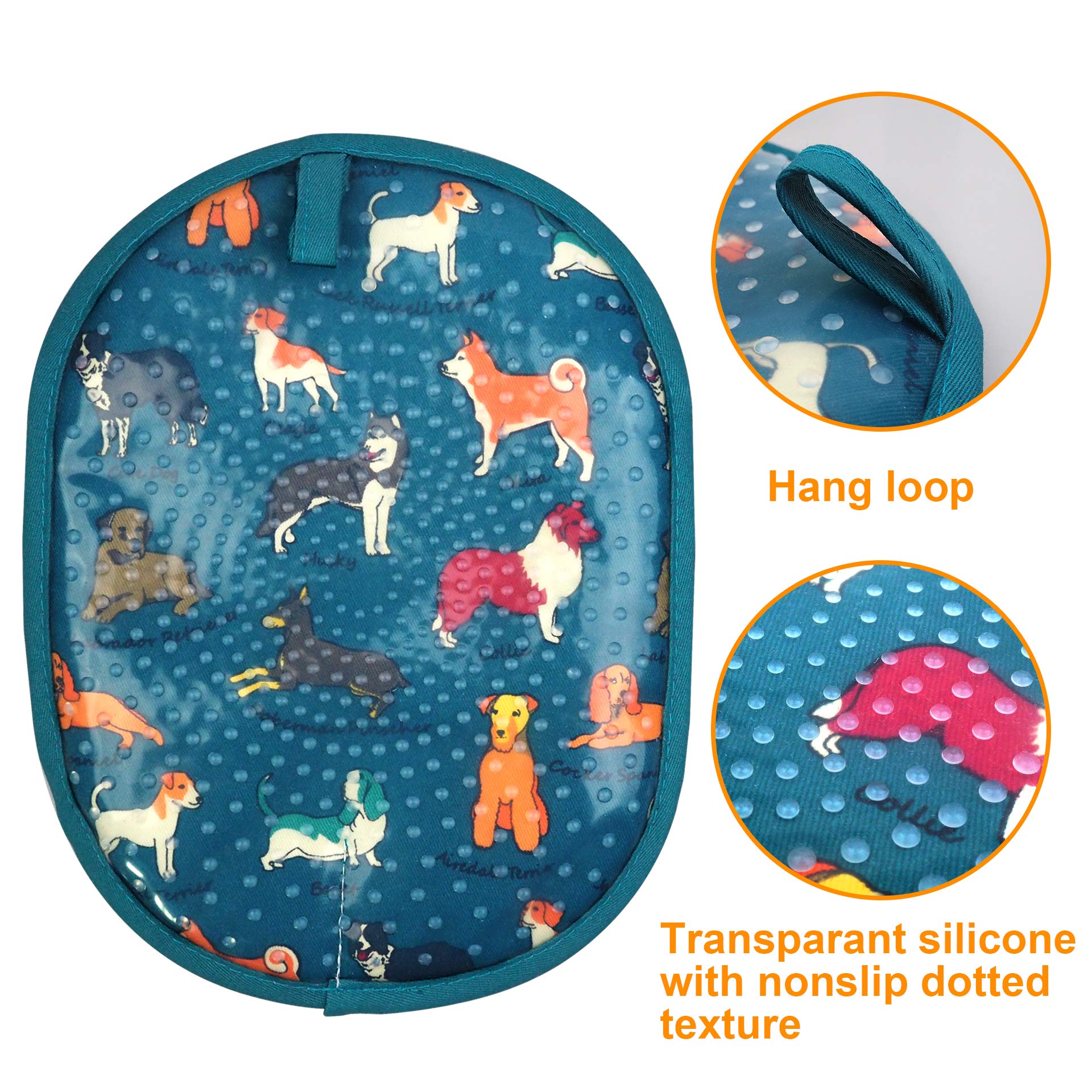 Pot Holders Set Of 2 With Transparent Clear Silicone Shell And Nice Dog Flower Cotton Lining, Heat Resistant To 500 F Kitchen Ov