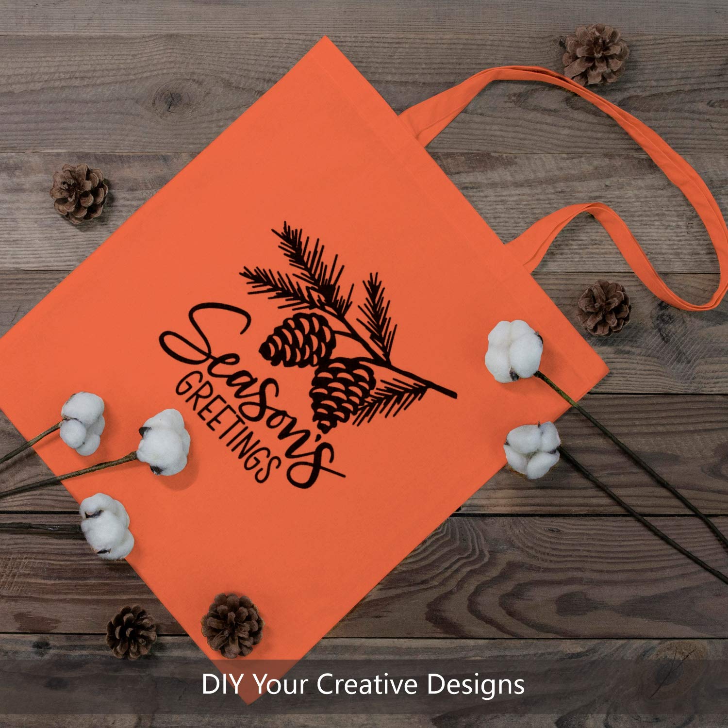 Topdesign 6-Pack Economical 16''X15'' Orange Cotton Tote Bag, Lightweight Medium Reusable Grocery Shopping Cloth Bags, Suitable