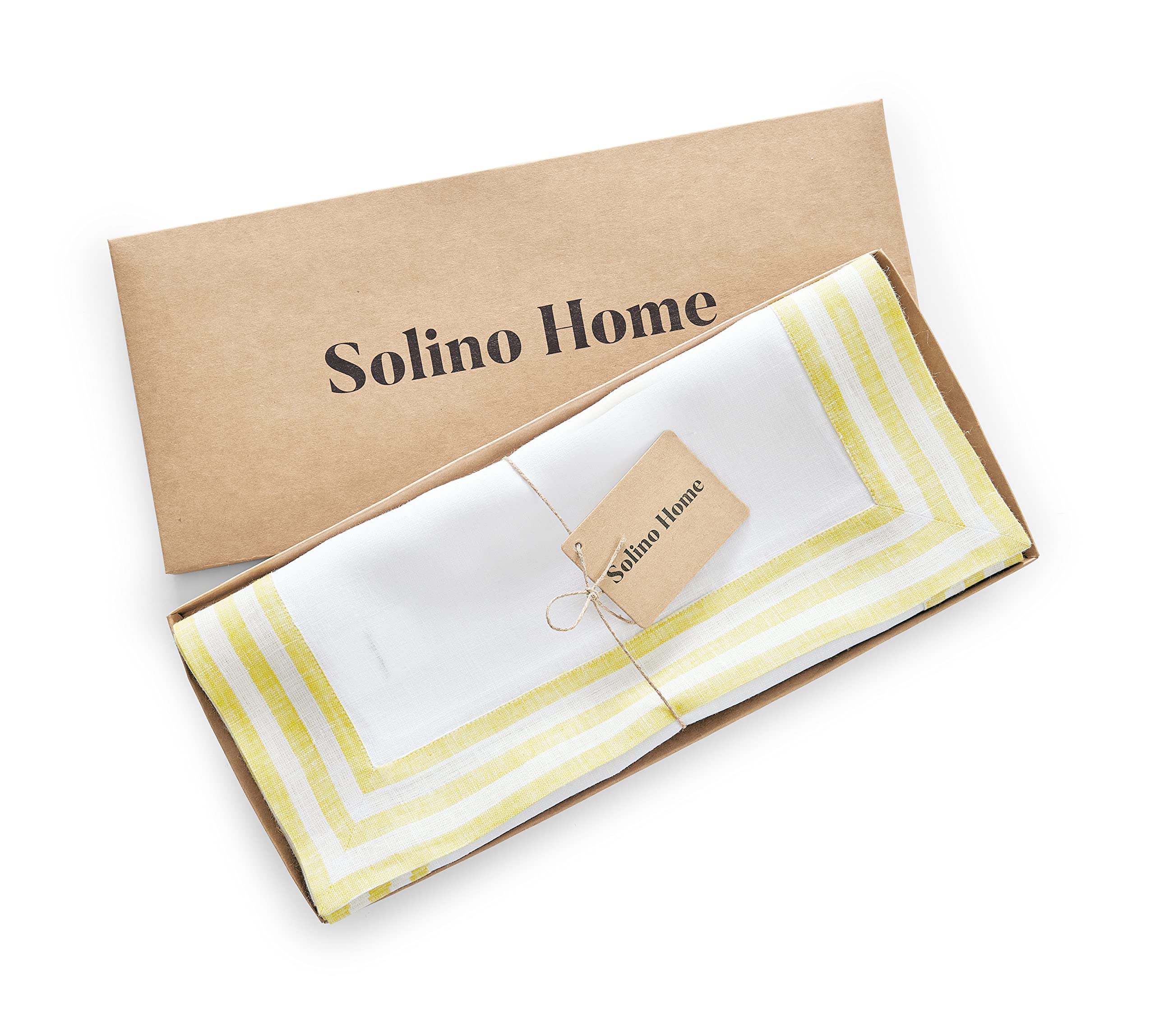 Solino Home Linen Table Runner 90 Inches Long - Mila, 100% Pure Linen Primrose Yellow Table Runner 14 X 90 Inch Ideal For Weddin