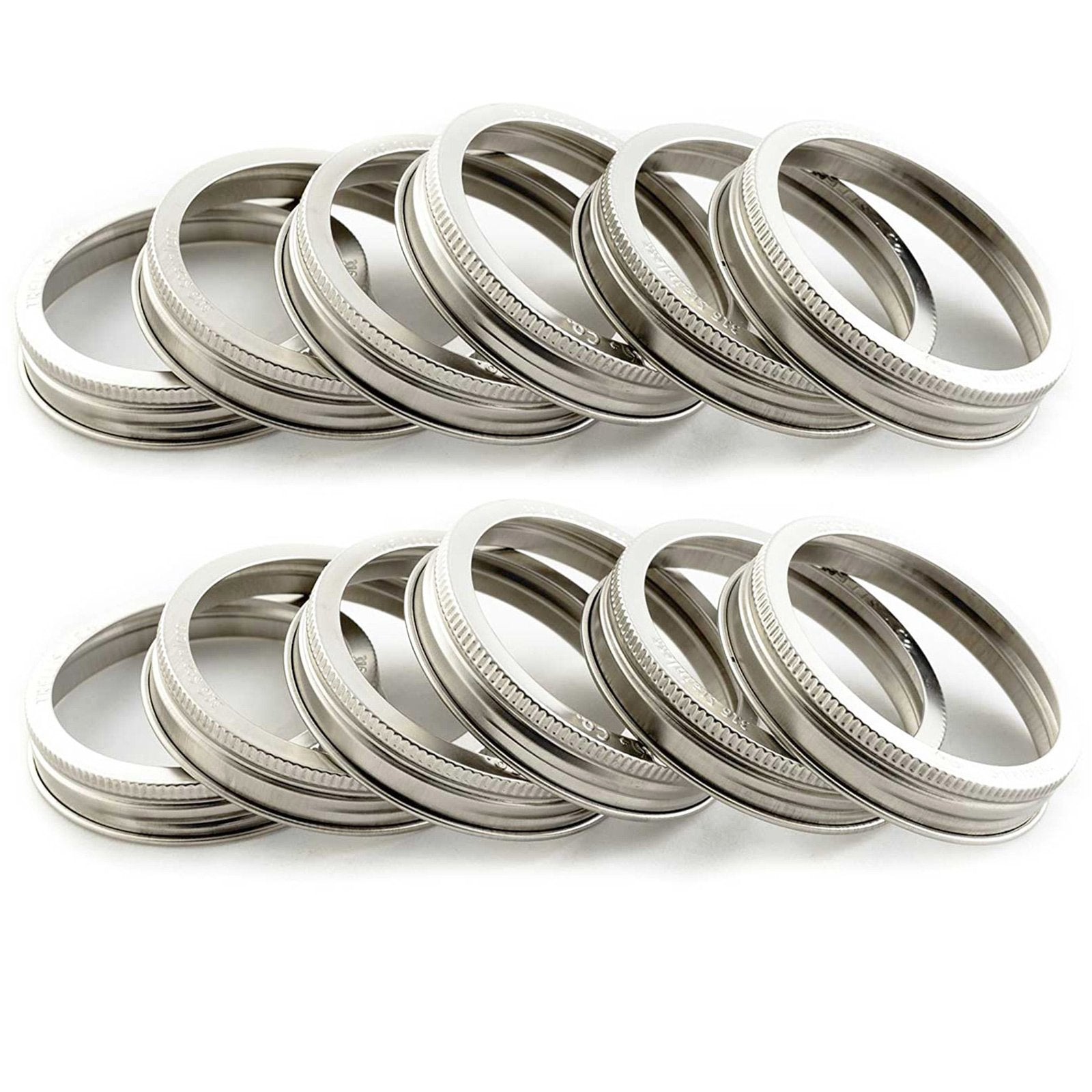 Trellis + Co. Stamped Stainless Steel Wide Mouth Mason Jar Replacement Rings/Bands/Tops | Durable & Rustproof | For Pickling, Ca