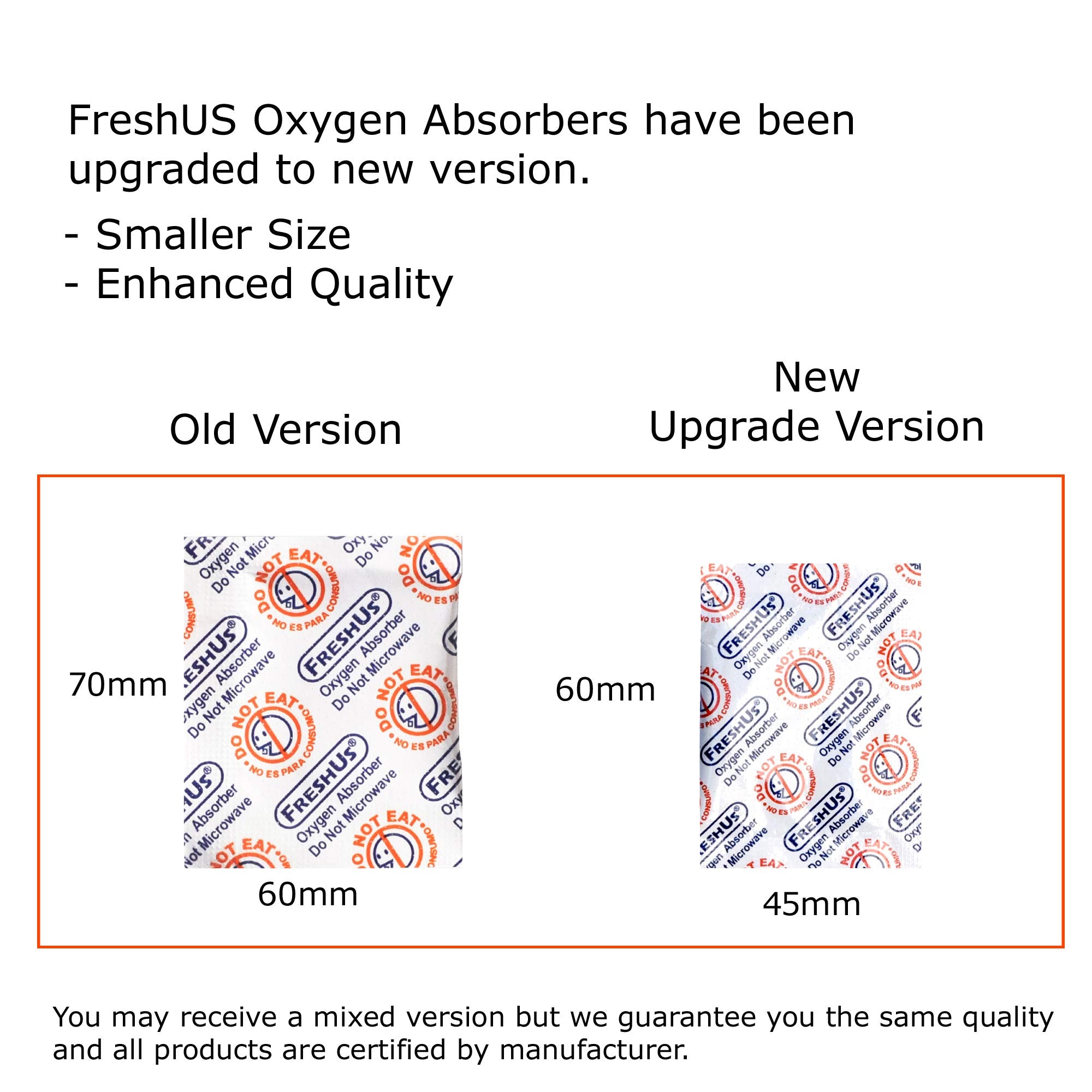 Freshus 300Cc Oxygen Absorber(10 Individual Pack Of 10 Packets, Total 100 Packets) - Long Term Food Storage (100, 300 Cc)