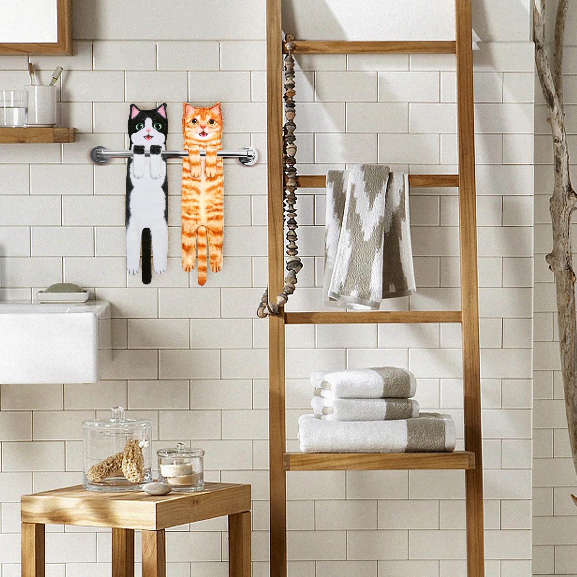 Agrimony Cat Funny Hand Towels For Bathroom Kitchen - Cute Decorative Cat Decor Hanging Washcloths Face Towels Super Absorbent S