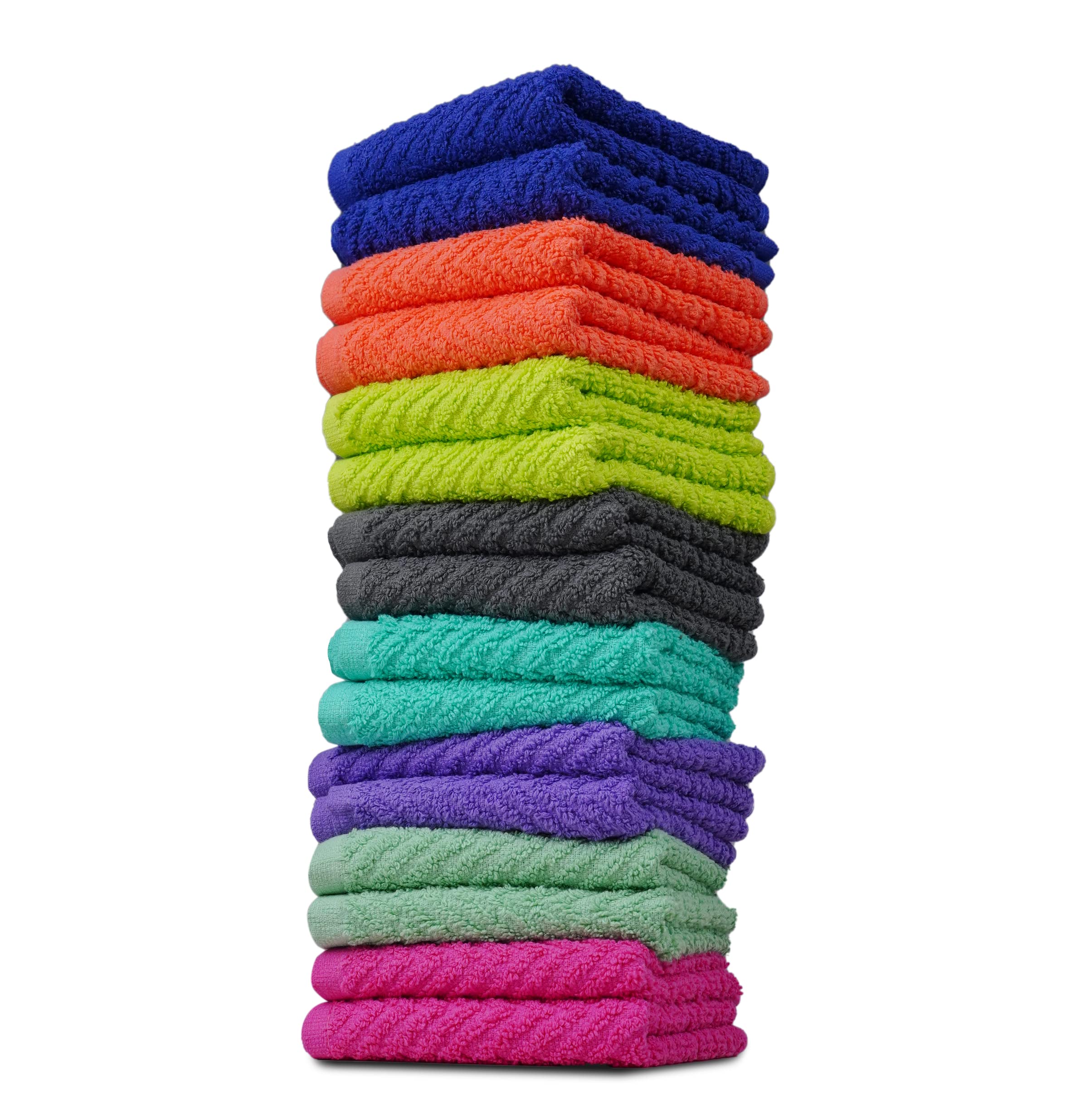 Zuperia Zigzag Wash Cloth -16 Pack -12'' X 12''- Highly Absorbent Soft Washcloths For Face, Gym Towels, Hotel Spa Quality, Reusa