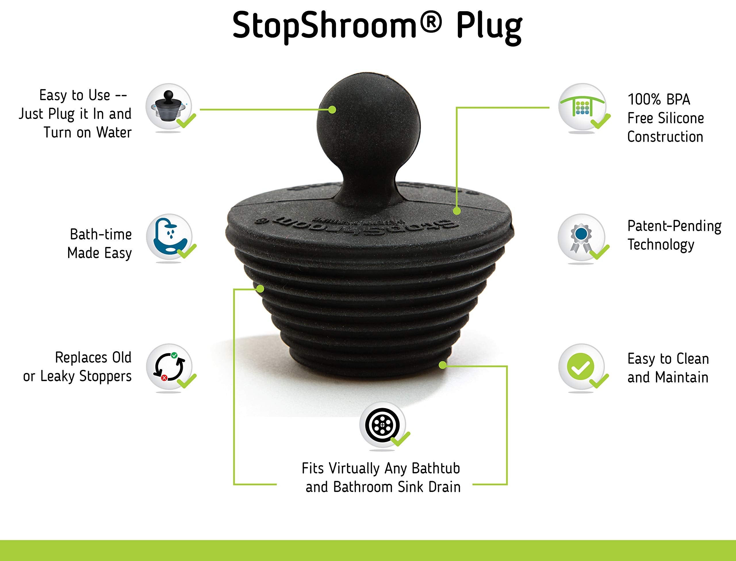 Sinkshroom Combo Edition Revolutionary Bathroom Sink Drain Protector Hair Catcher, Strainer, Snare, Plus Stopshroom Stopper