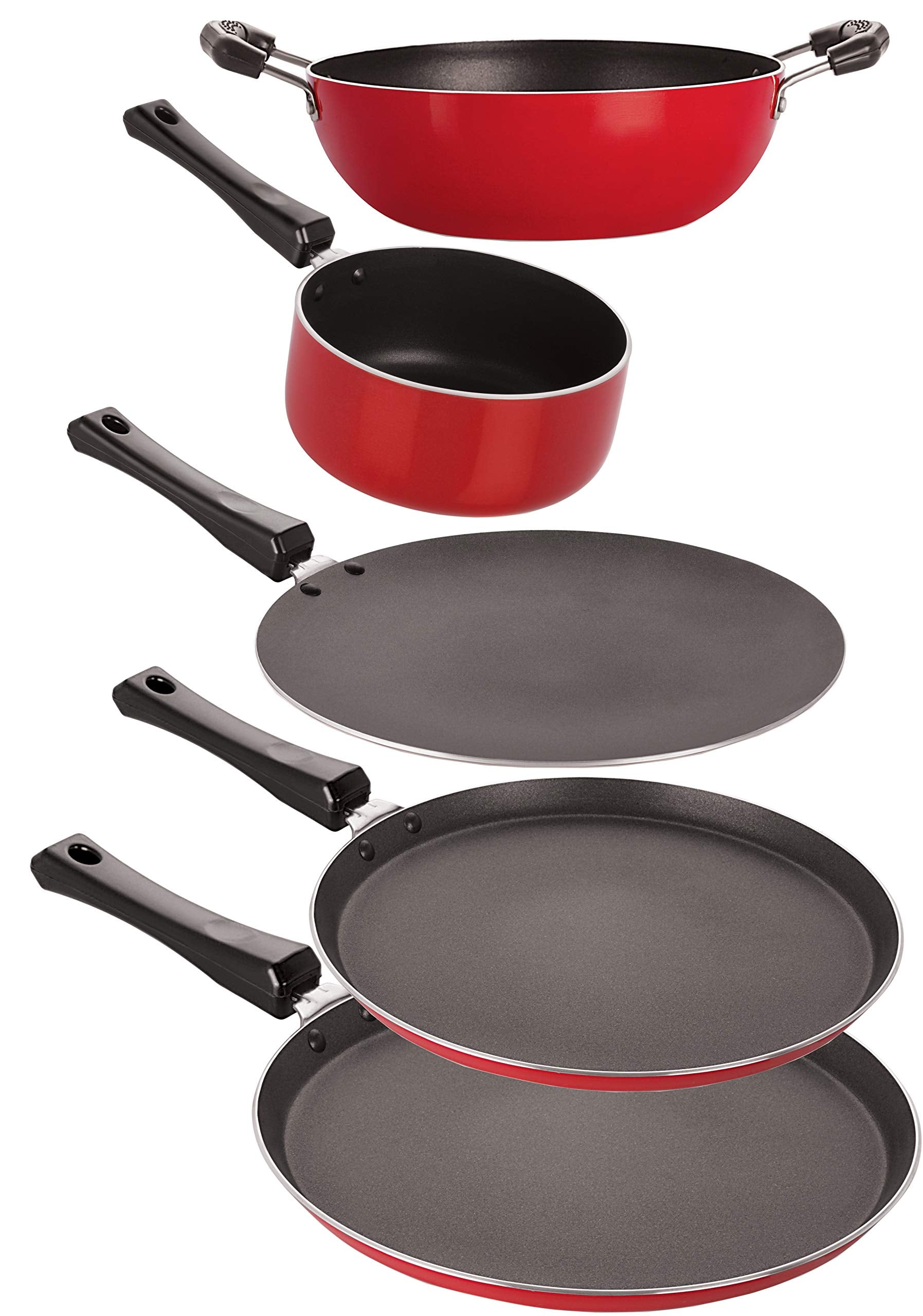 Nirlon 3 Layer NonStick Coated Gas Compatible Cookware Essential Combo Gift Set Offer, 5 Piece