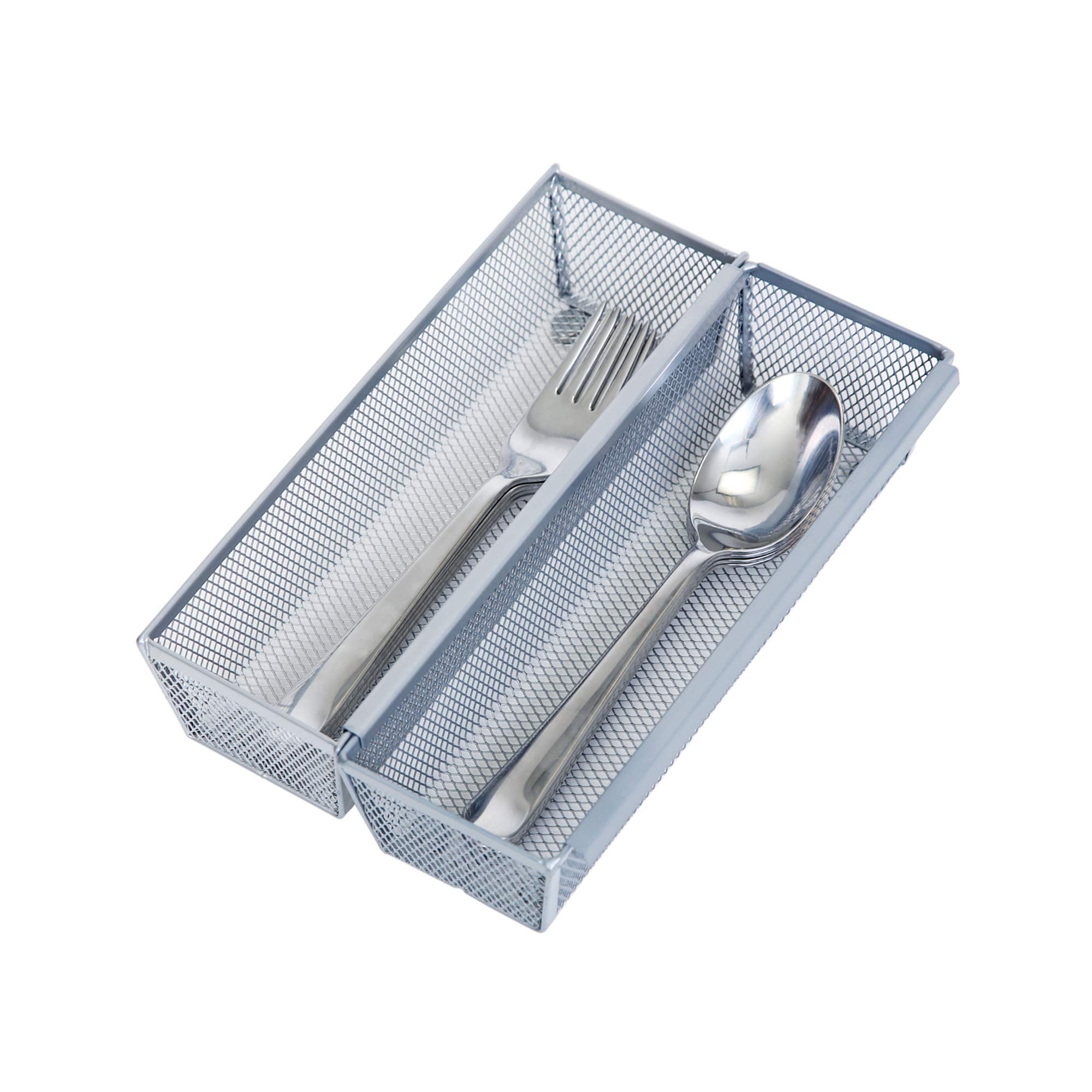 Smart Design Drawer Organizer - (9 X 3 Inch) - Steel Metal Mesh Tray - W/ Interlocking Arm Connection - Utensils, Silverware, Or