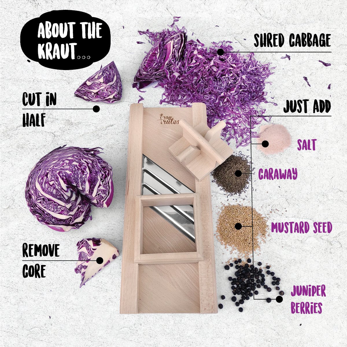 Compact Wooden Cabbage Shredder Slicer With Hand Guard For Finely Cut Sauerkraut And Coleslaw