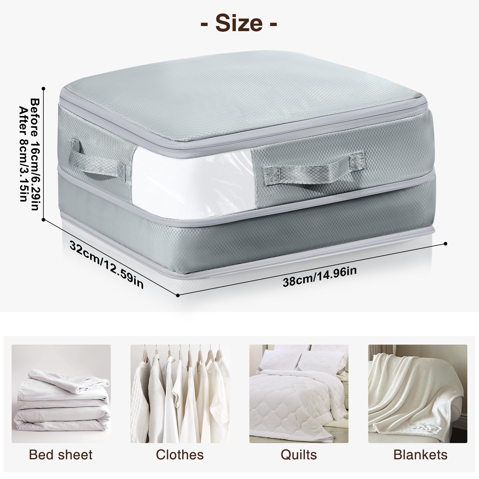 DIMJ Compression Storage Bags 8 Pack, Clothes Storage Organizer for Blanket, Sweater, Closet, Sheet Storage Organizer Compressio