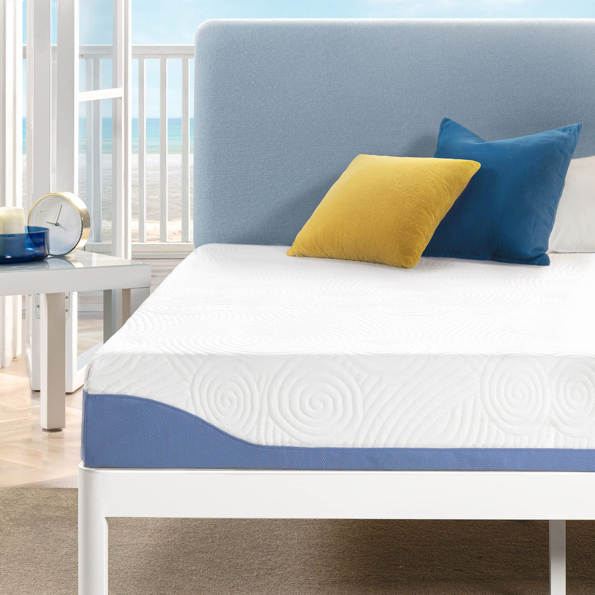 Mellow 8 Inch Cooling Gel-Infused Memory Foam Bed Mattress, Medium Firm Sleep And Breathable Fabric Cover, Queen, Mattress In A