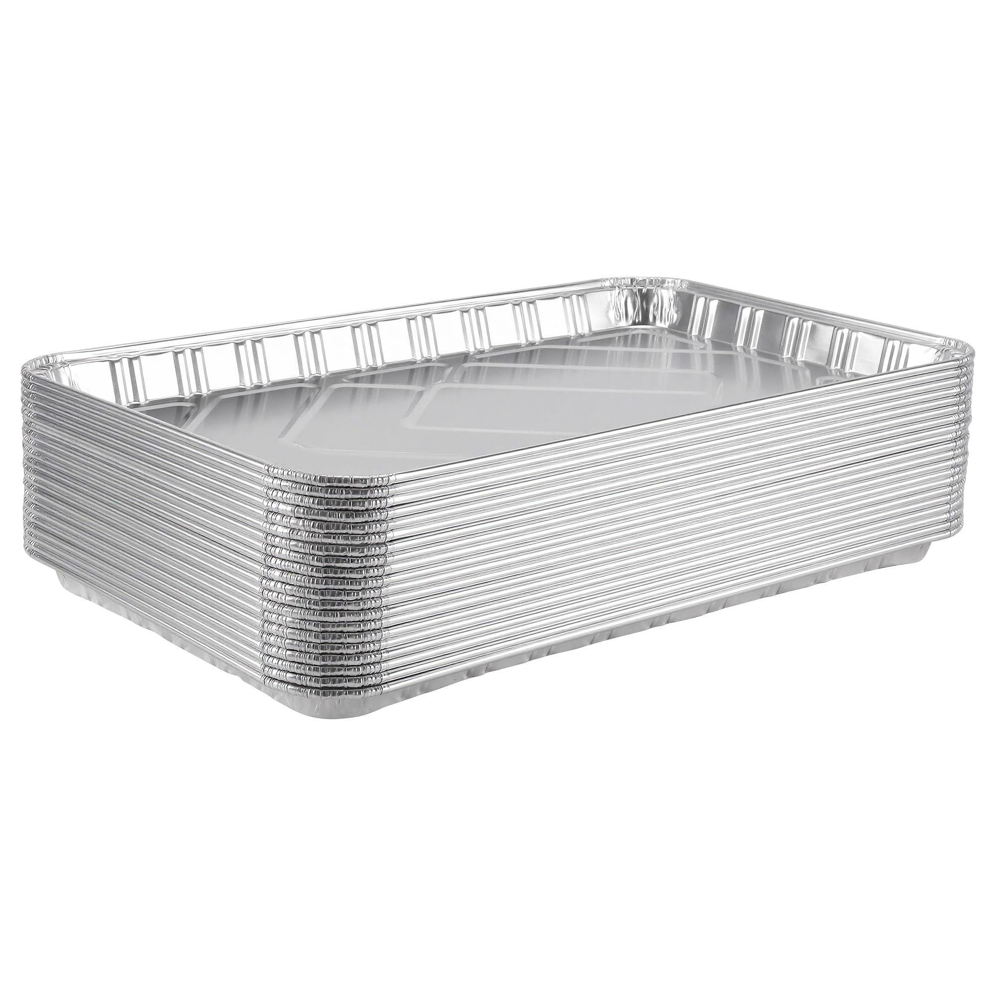 JEUIHAU 20 Pack Disposable Aluminum Pans 16x11 Inch, Cookie Sheets for Baking, Cooking, Meal Prep and Food Storage, Reusable Foi