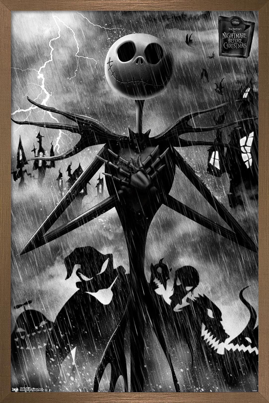 Trends International Disney Tim Burton'S The Nightmare Before Christmas-Shadows Wall Poster, 22.375'' X 34'', Bronze Framed Vers