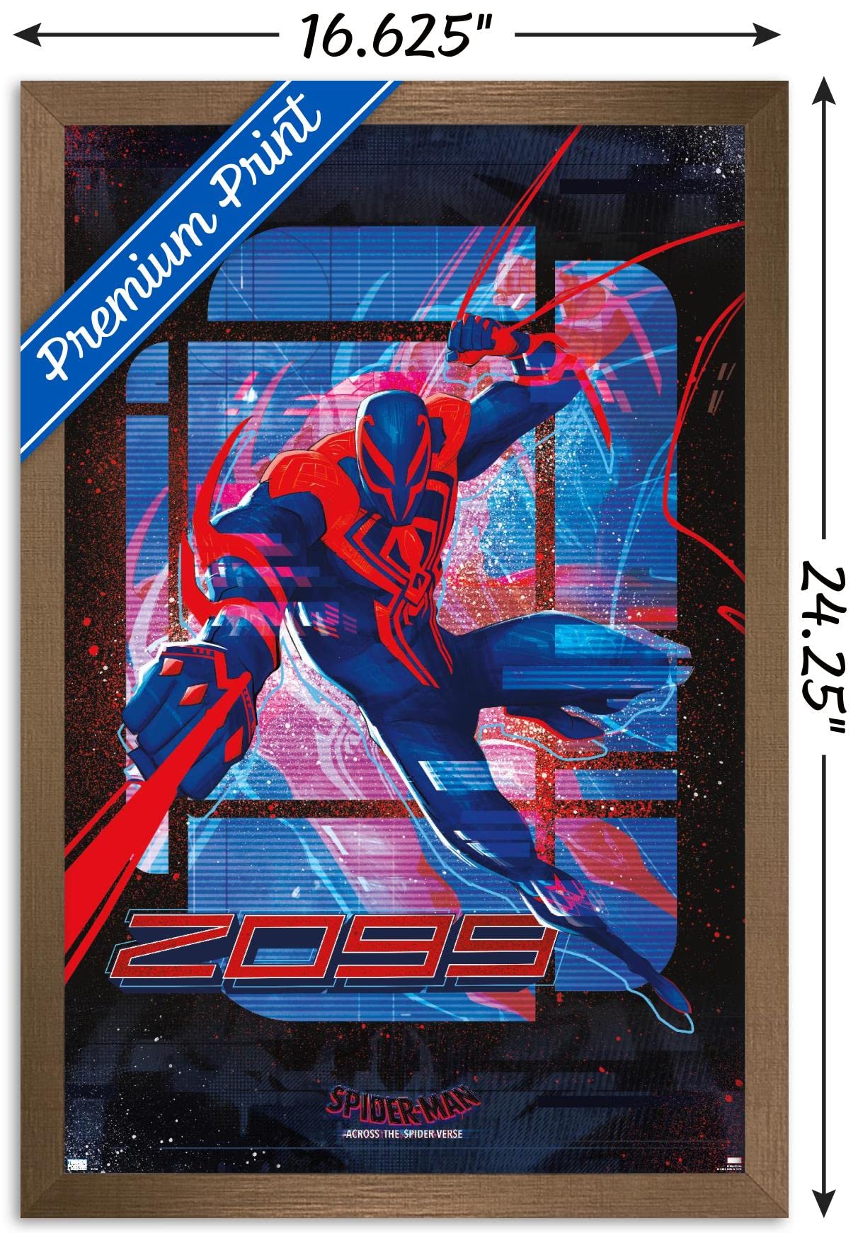 Trends International Marvel Spider-Man: Across The Spider-Verse - Spider-Man 2099 Wall Poster, 14.72'' X 22.37'', Bronze Framed