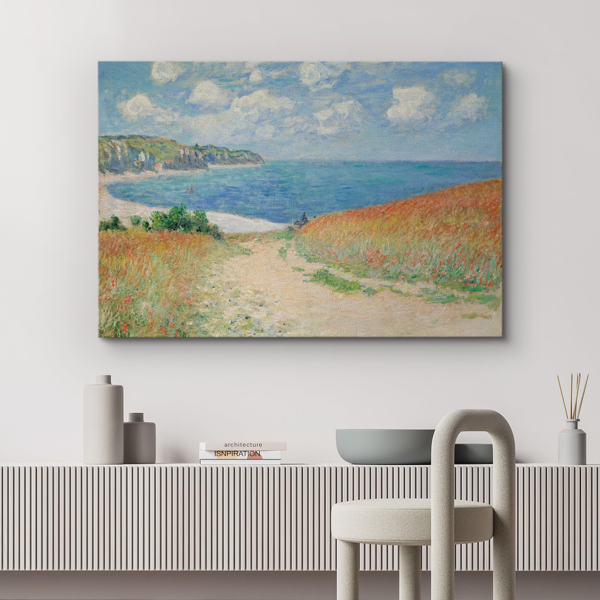 Wall26 Path Through The Corn At Pourville By Claude Monet Giclee Canvas Prints Wrapped Gallery Wall Art | Stretched And Framed R