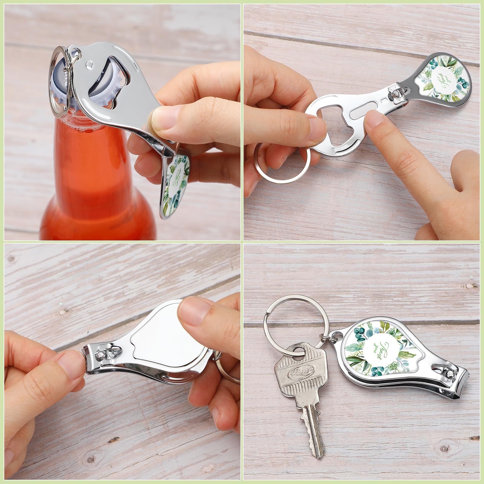 Minatee 50 Set Baby Shower Nail Clipper And Bottle Opener Baby Shower Favors For Guest Gift For Gender Reveal (Eucalyptus)