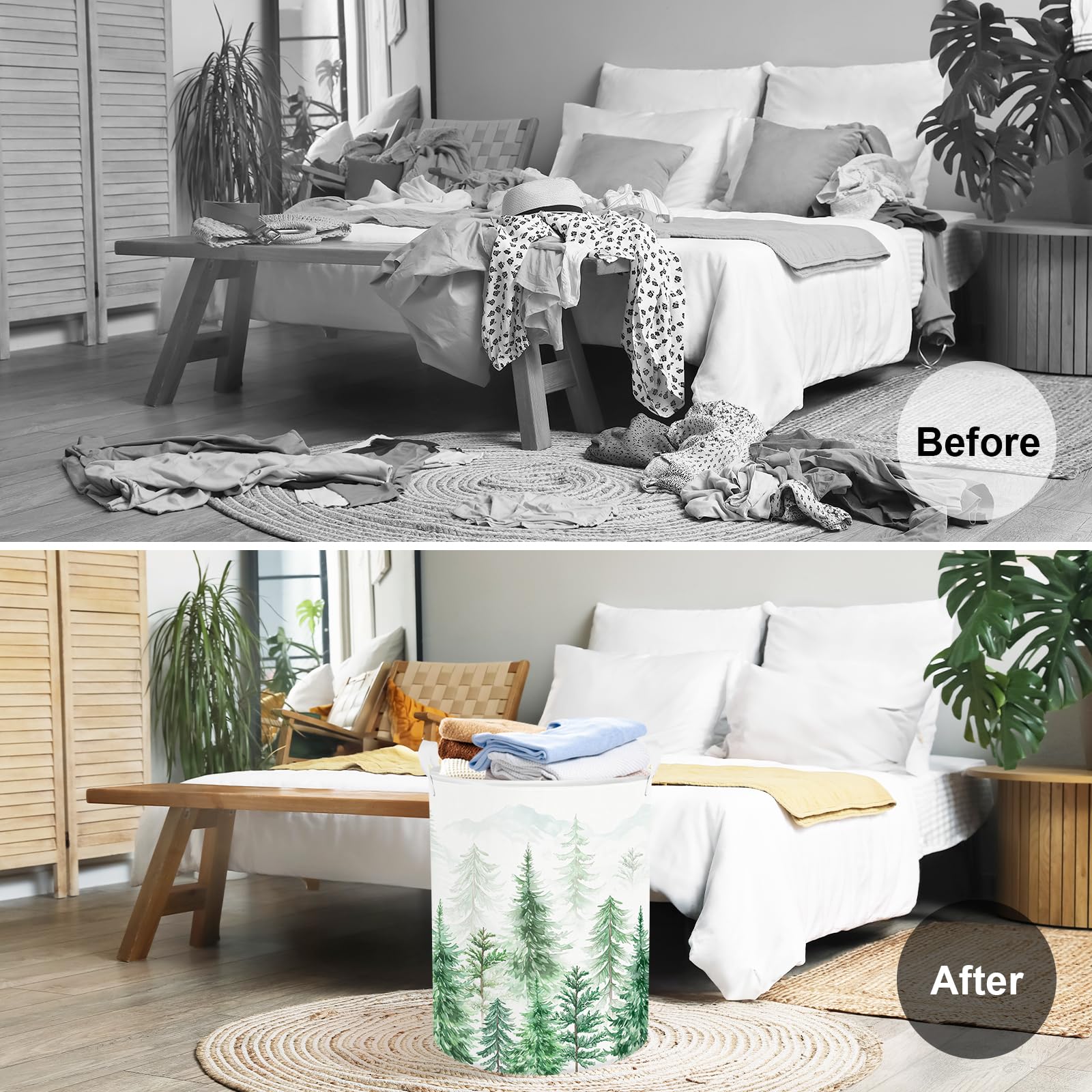 Clastyle Pine Forest Baby Laundry Hamper Kid Storage Basket Boy Girl Gift Toy Box Collapsible Clothes Organizer Nursery Bin for