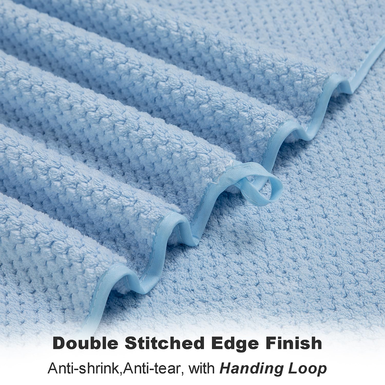 Ultra Soft Towel Set of 6  Blue Microfiber Big Bath Towel Sheets 28x55 Inches  Luxury Plush Towels- Waffle Weave Design Highly Absorbent Quick Dry Premium Quality Towel Set for Bathroom