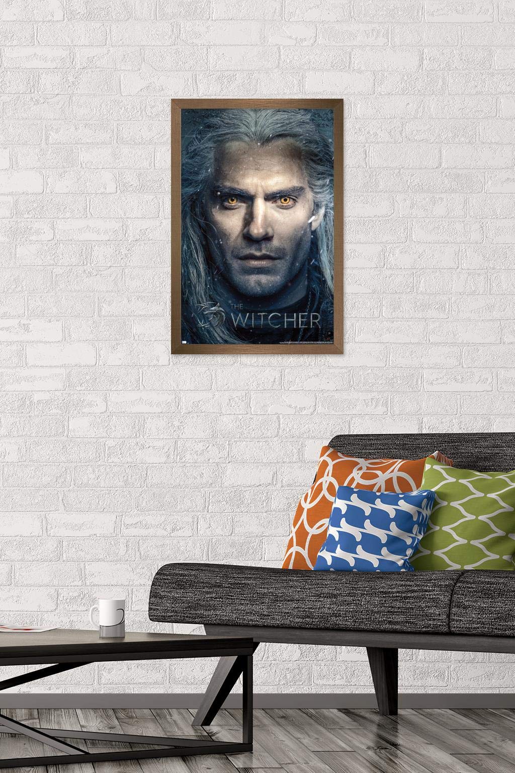 Trends International Netflix The Witcher - Closeup Wall Poster, 14.725'' X 22.375'', Bronze Framed Version
