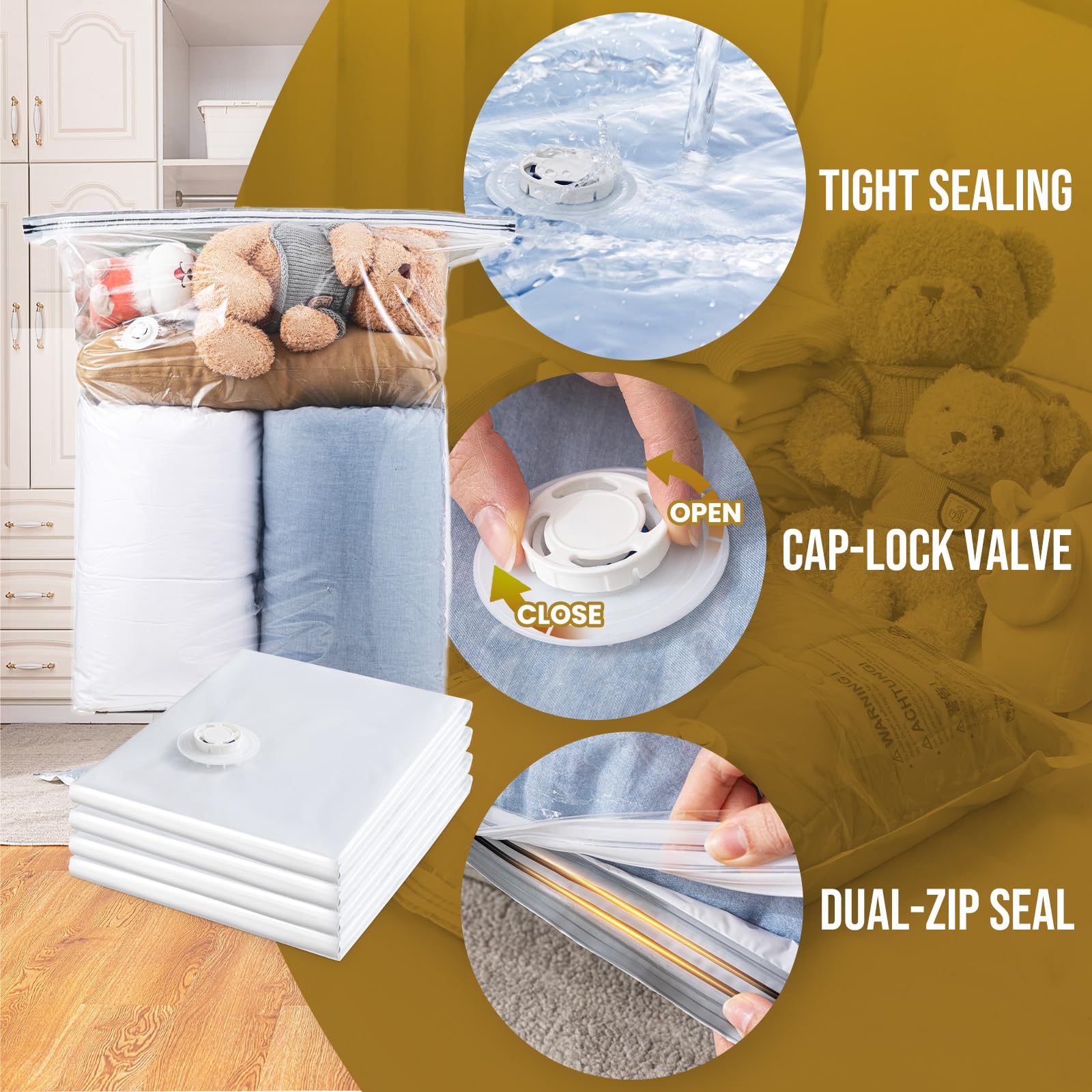 TAILI 4 Pack Vacuum Storage Bags for Comforter and Blankets  Jumbo Vacuum Seal Bags for Bedding 40x31 Inch  Space Saver Bags for Clothes  Pillows  Saving More Closet Space