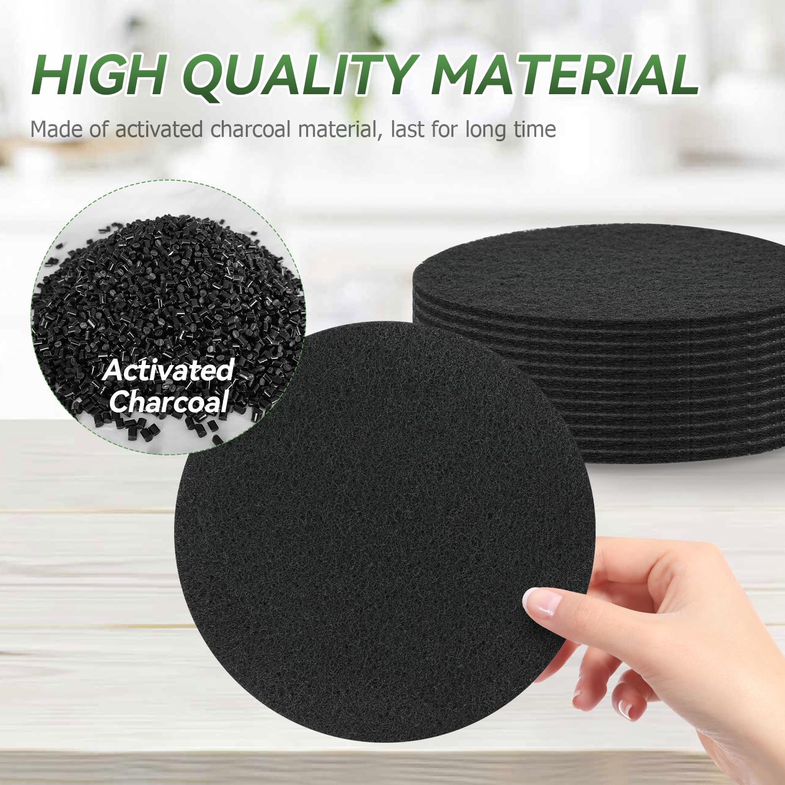 Compost Bin Filter, 6.7 Inch Charcoal Filters For Kitchen Compost Bucket Home Countertop Compost Pail Relpacement Filter, 12-Pac