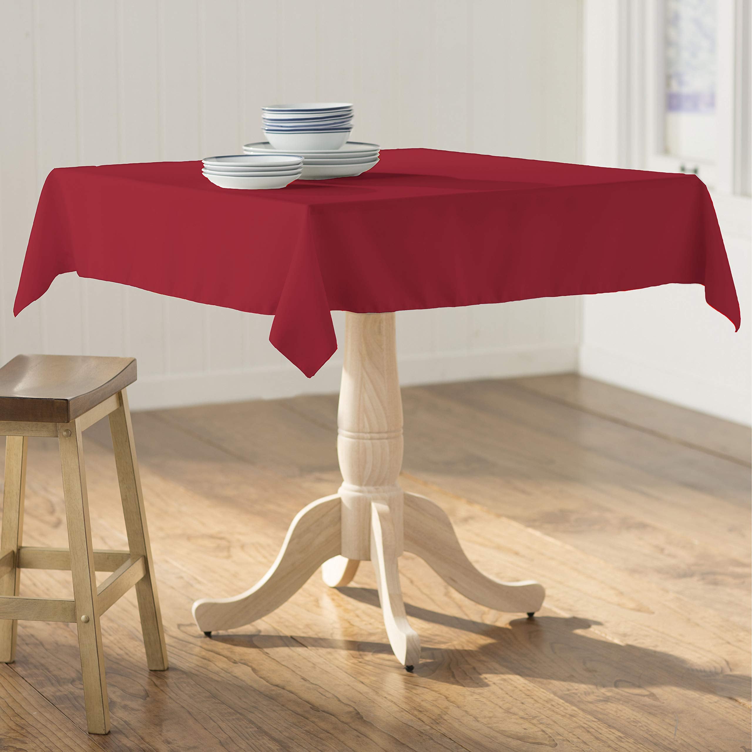LA Linen Polyester Poplin Square Tablecloth  58 by 58-Inch  Cranberry