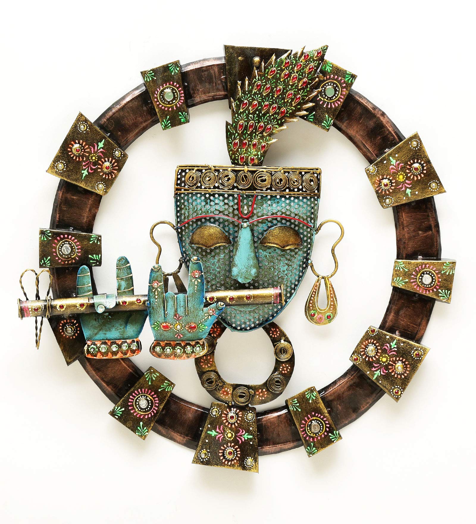 Desert Art Iron Krishna Wall Hanging In Blue Colour(48.26 X5.08 X48.26) Cm