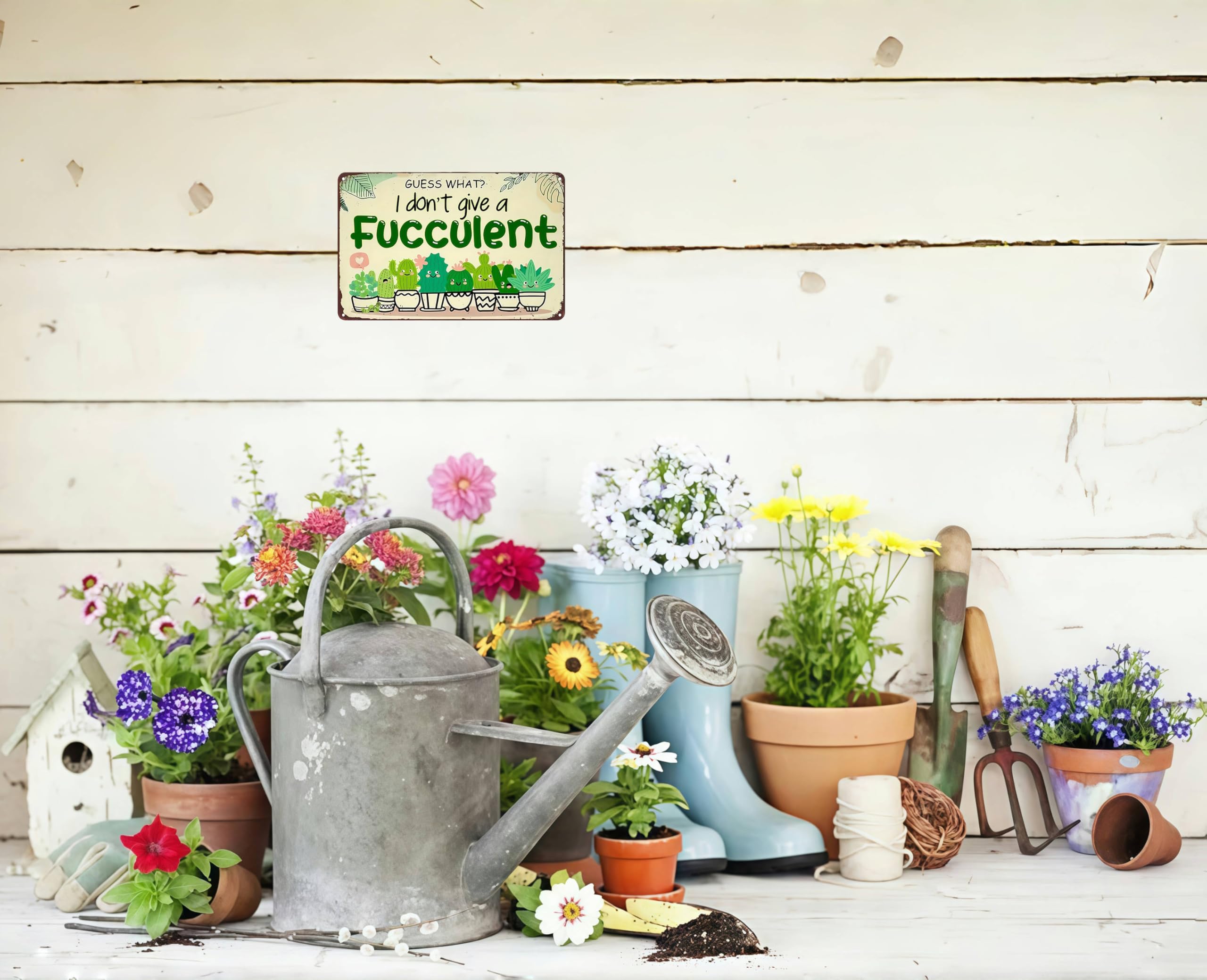 Bestylez Garden Gifts Vintage I Dont Give A Succulent Gardening Signs for Home Garden Greenhouse Living Room Bedroom Yard Outdo