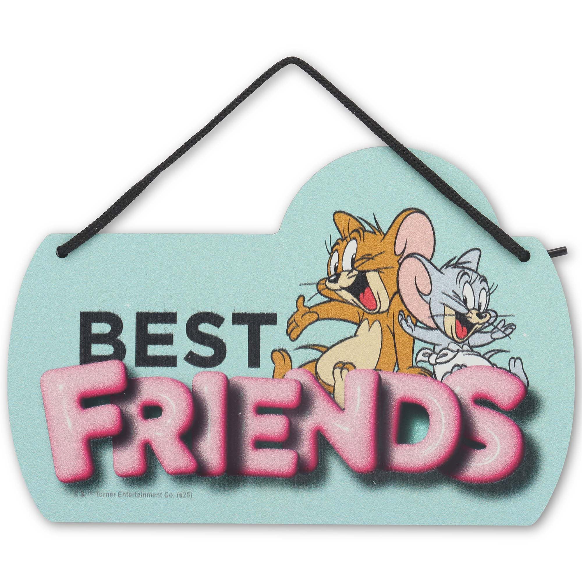 Tom and Jerry Best Friends Hanging Metal Wall Decor - Cute Tom and Jerry Sign for Bedroom or Movie Room