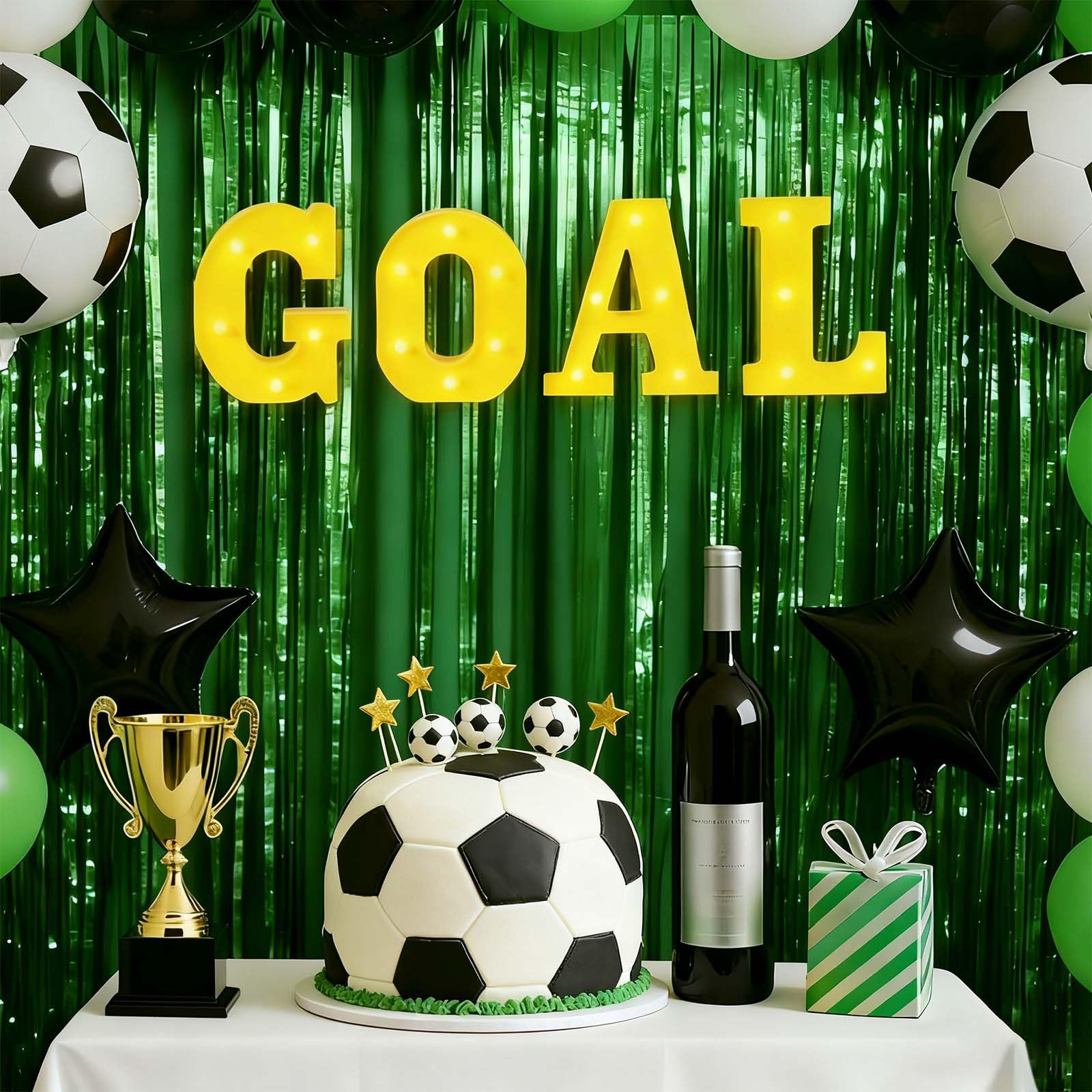Honoson 4 Pcs Soccer Party Decorations  goal!   LED Lights Sign Soccer Birthday Party Decorations Sports Theme Table Decor for G