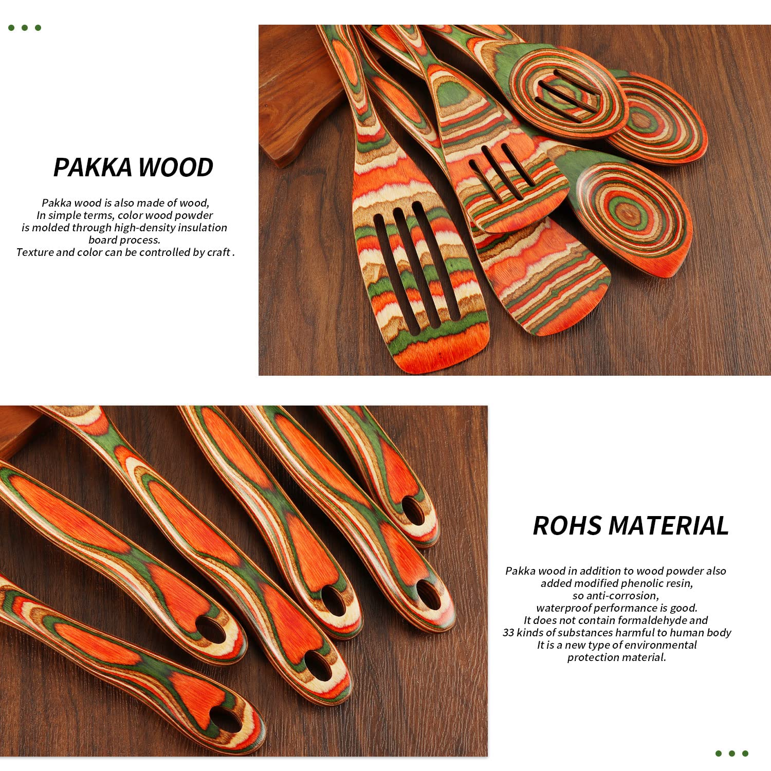 Wooden Spoons For Cooking, Wosponfan Kitchen Utensils Set, Pakkawood Kitchen Cooking Utensils Set, Apartment Essentials Wood Ser