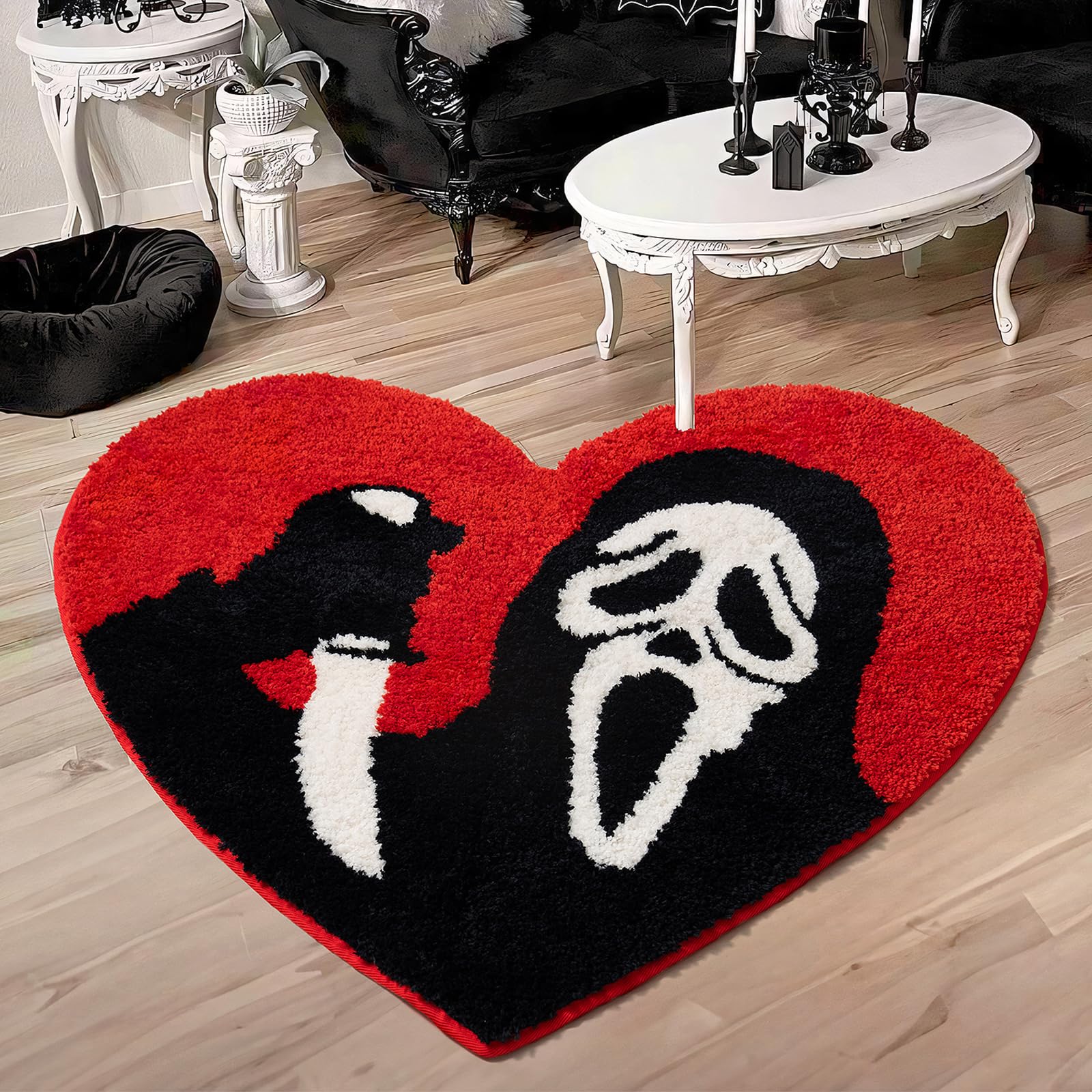 Tanvill Halloween Bathroom Rugs Black Red Bath Mat Non Slip, 35   X42    Funny Skull Large Bath Rugs Washable Absorbent Gothic D
