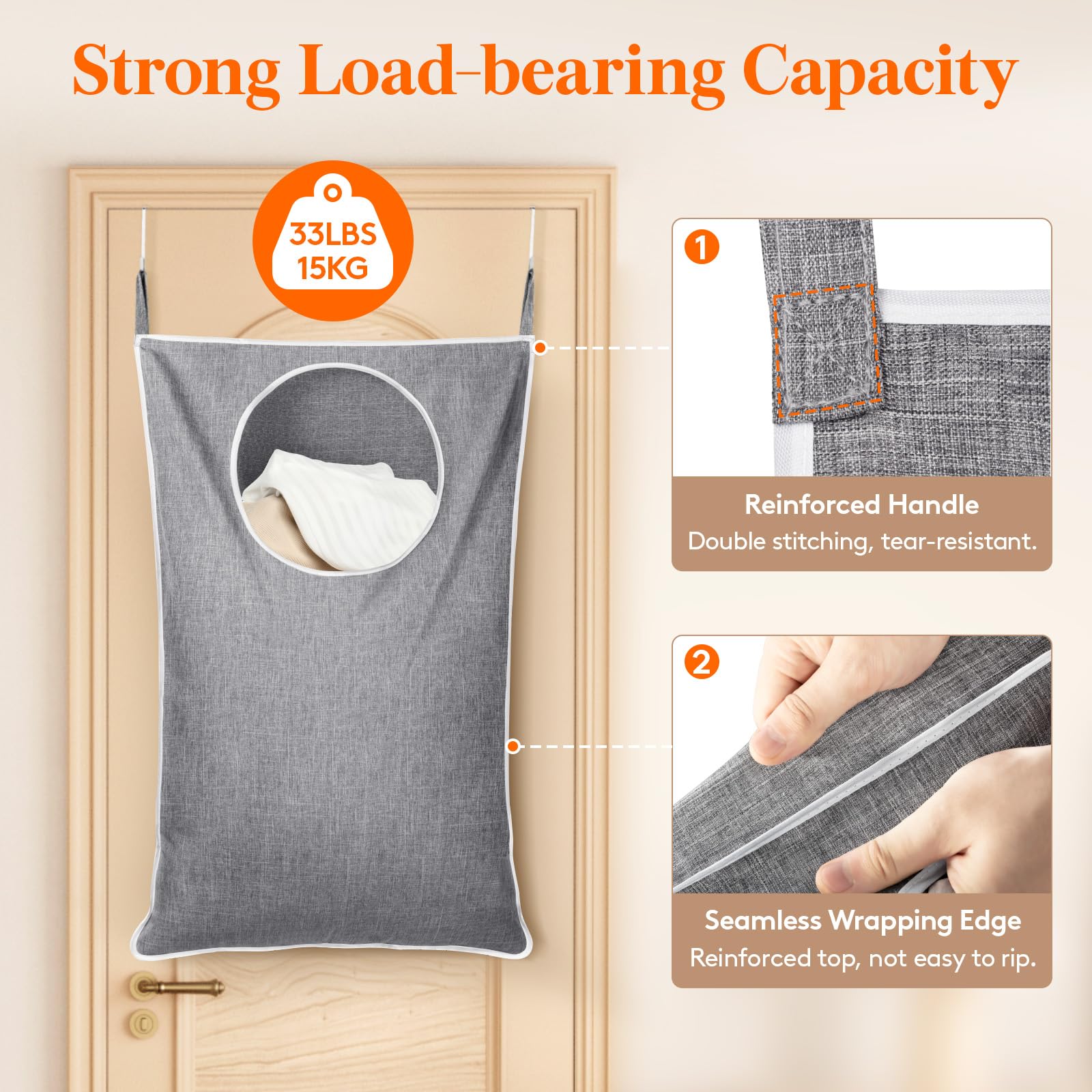Lifewit Over Door Laundry Hamper, Large Collapsible Hanging Laundry Hamper, Hanging Laundry Basket Bag For Bathroom Bedroom Dirt
