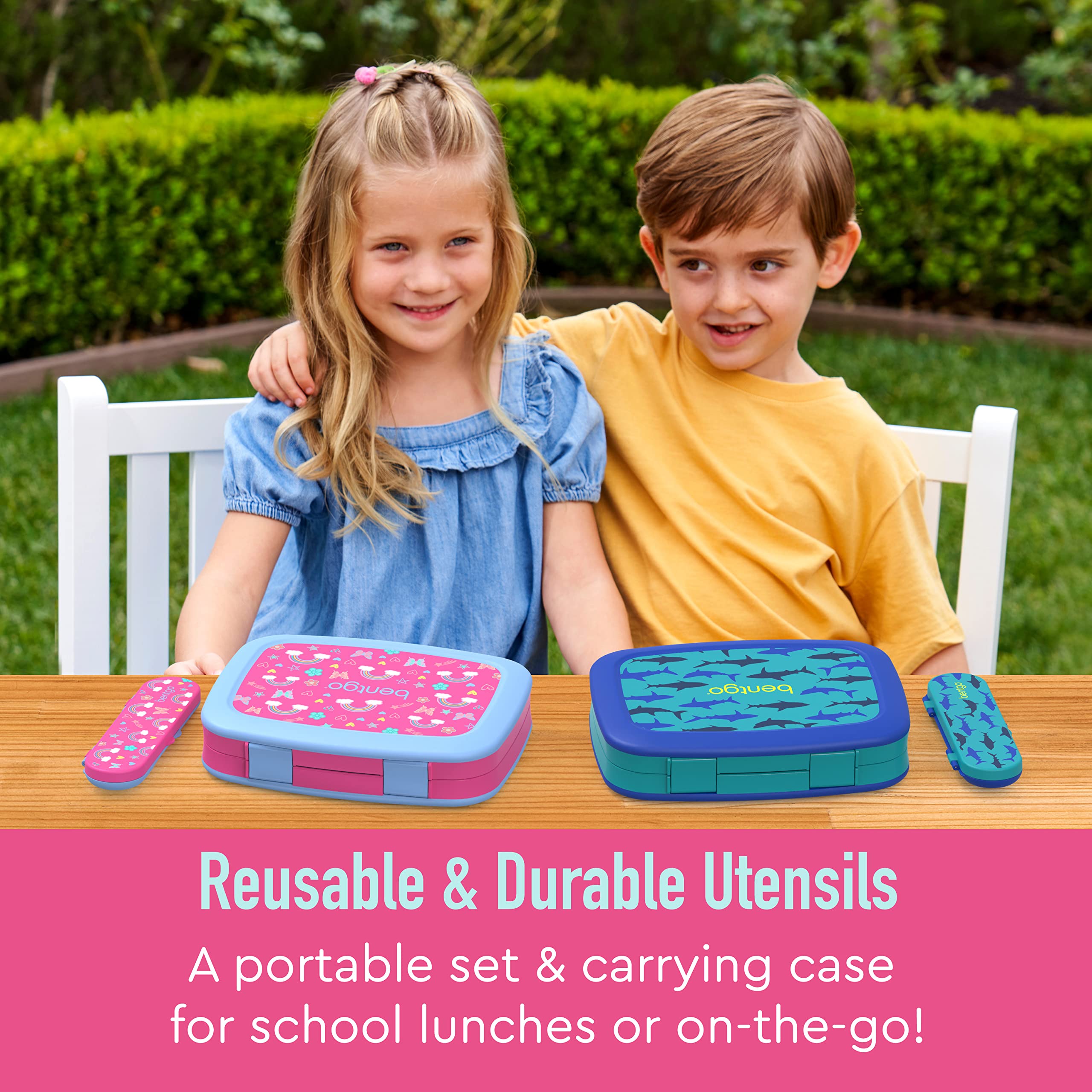 Bentgo? Kids Utensil Set - Reusable Plastic Fork, Spoon & Storage Case BPA-Free Materials, Easy-Grip Handles, Dishwasher Safe Id