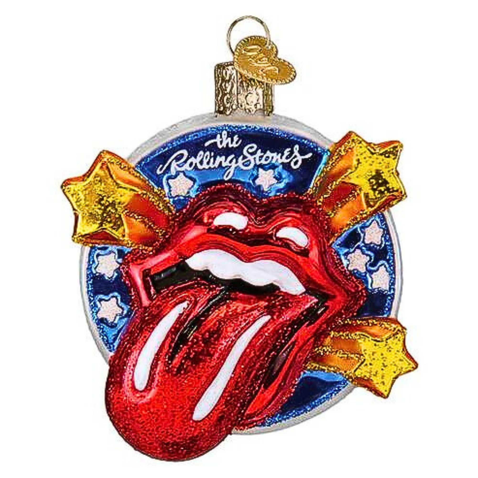 Old World Christmas The Rolling Stones Tongue Glass Blown Ornament for Christmas Tree, Handcrafted Holiday Decoration, Music Col