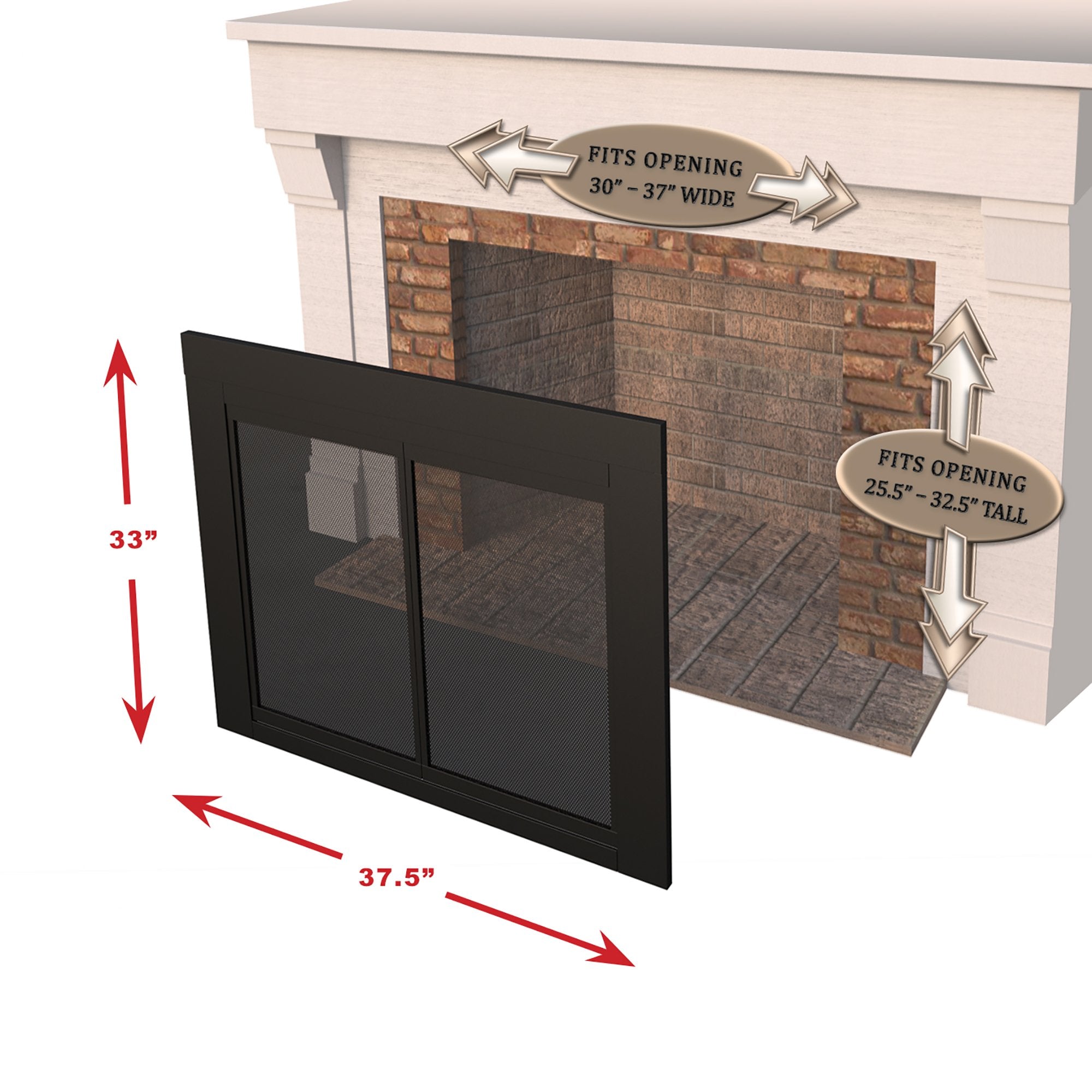 Pleasant Hearth Carlisle Fireplace Glass Door, Medium (Cl-3001), Black