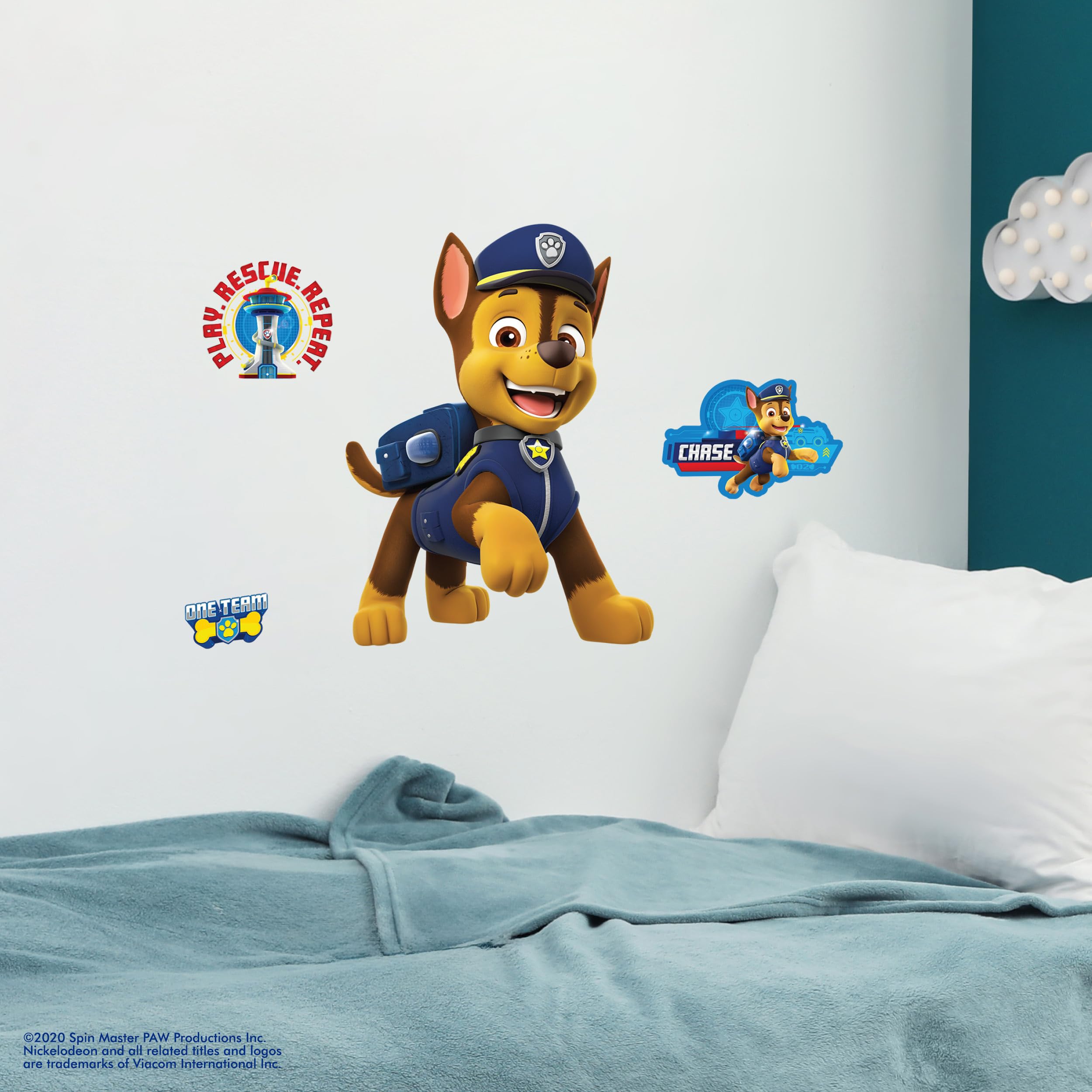 Wall Palz Nickelodeon Paw Patrol Wall Decal - 19'' Chase Wall Stickers For Bedroom With 3D Augmented Reality Interaction - Paw P
