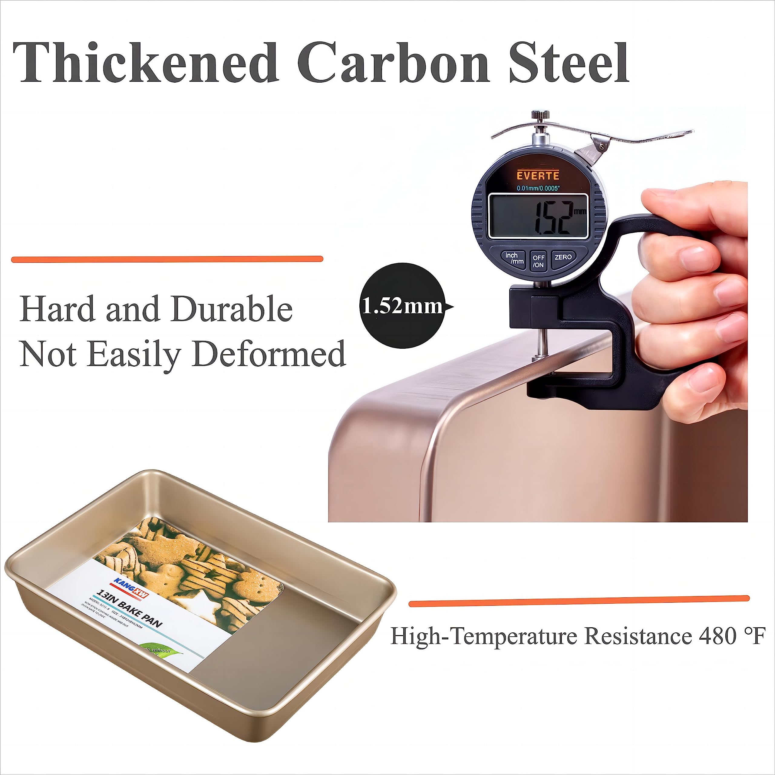 Kangxw Baking Pan,Heavy-Duty Carbon Steel 9In Square Thickened And Durable Bakeware Tray, Non-Stick Cake Pans, Baking Pan For Ov