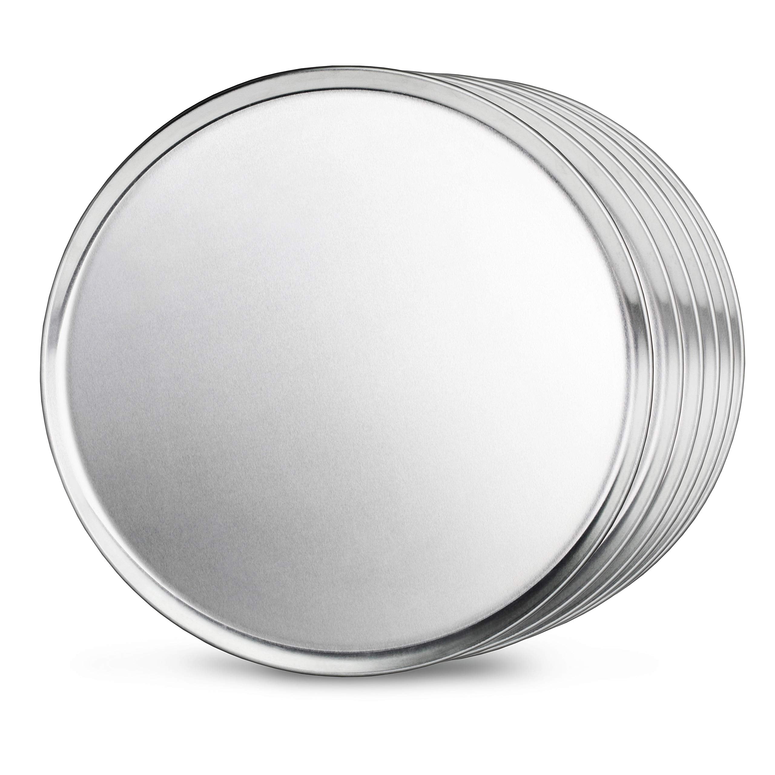 New Star Foodservice 51049 Restaurant-Grade Aluminum Pizza Pan, Baking Tray, Coupe Style, 16-Inch, Pack Of 6
