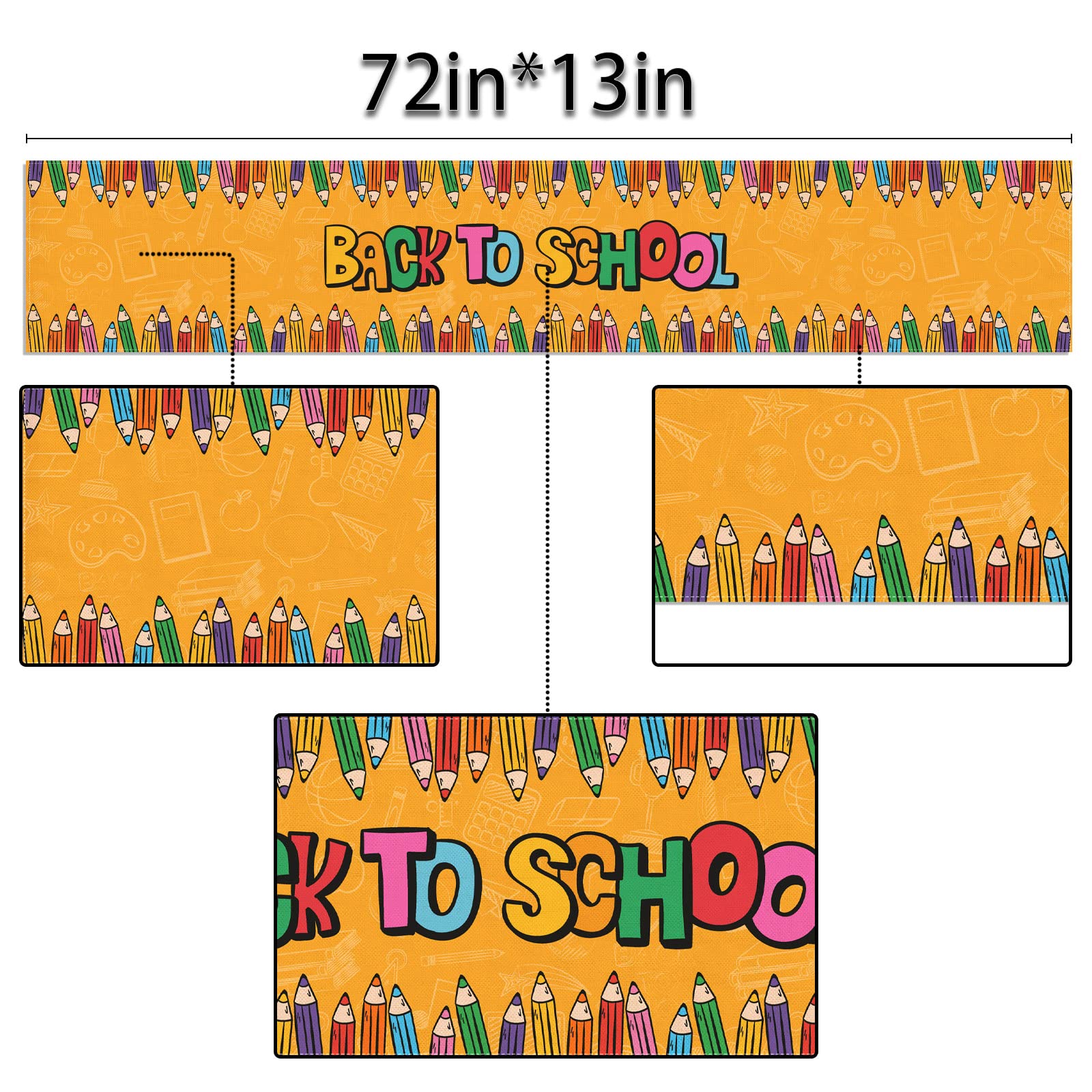 Sunwer Back To School Table Runner Kid Students First Day Of School Welcome Party Indoor Outdoor Table Cover Decoration Home Kit