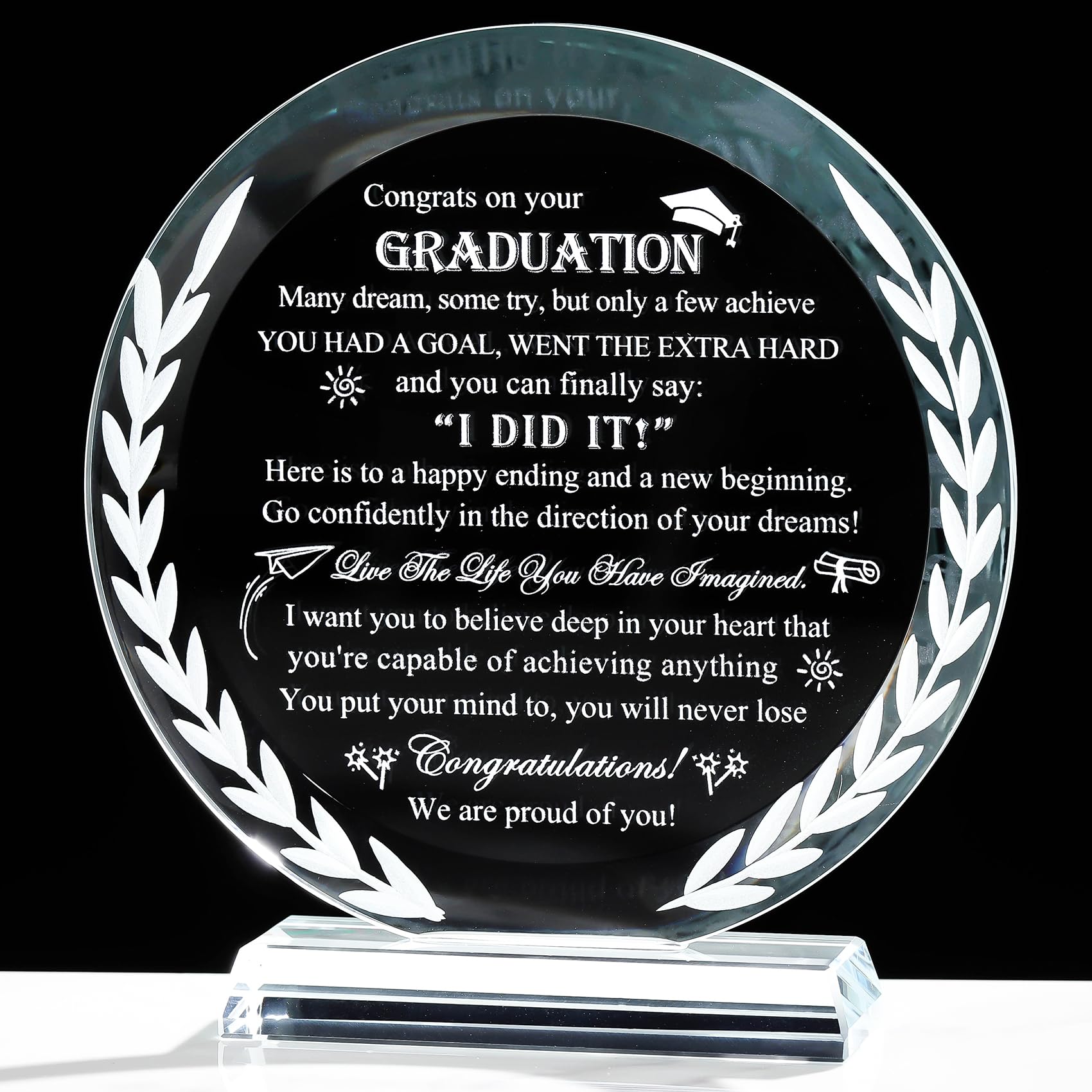Movdyka Graduation Gifts for Her Him, High School College Graduation Gift for Women Men, Crystal Decor Plaque, Class of 2025 Gra