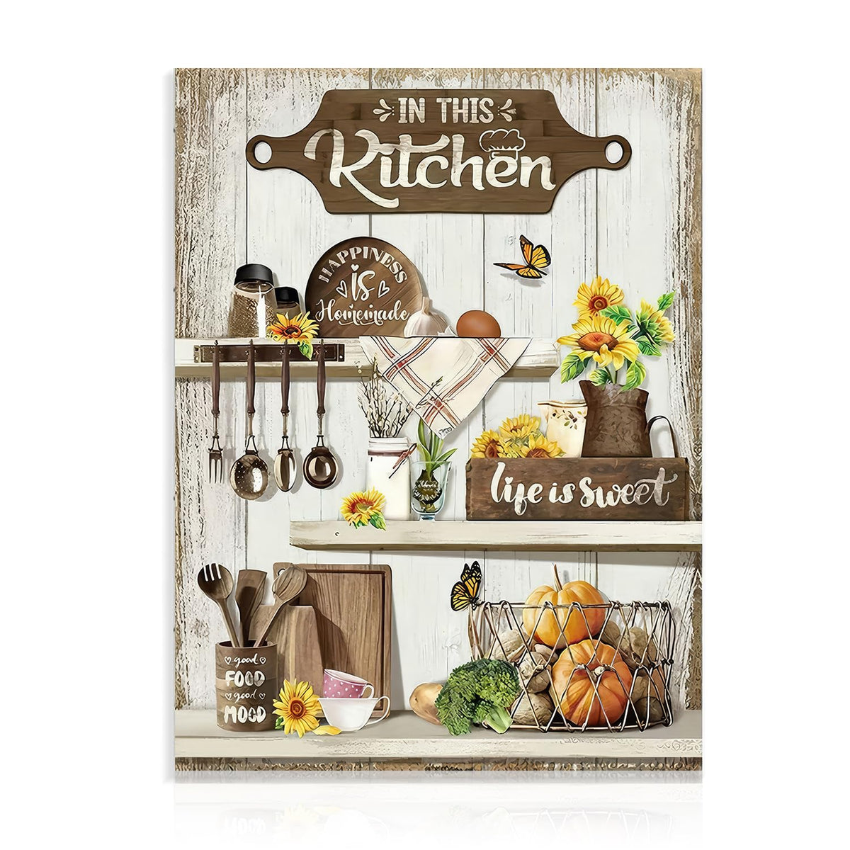 Dazzlewall Country Kitchen Wall Art Rustic Farmhouse Life Is Sweet Good Food Good Mood Quotes Sunflower Kitchen Pictures Wall De