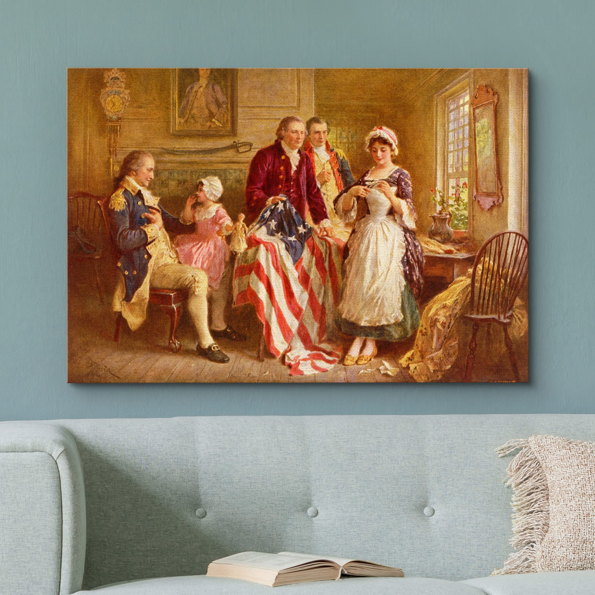 Wall26 - Betsy Ross 1777 By Jean Leon Gerome Ferris - Canvas Print Wall Art Famous Painting Reproduction - 12'' X 18''
