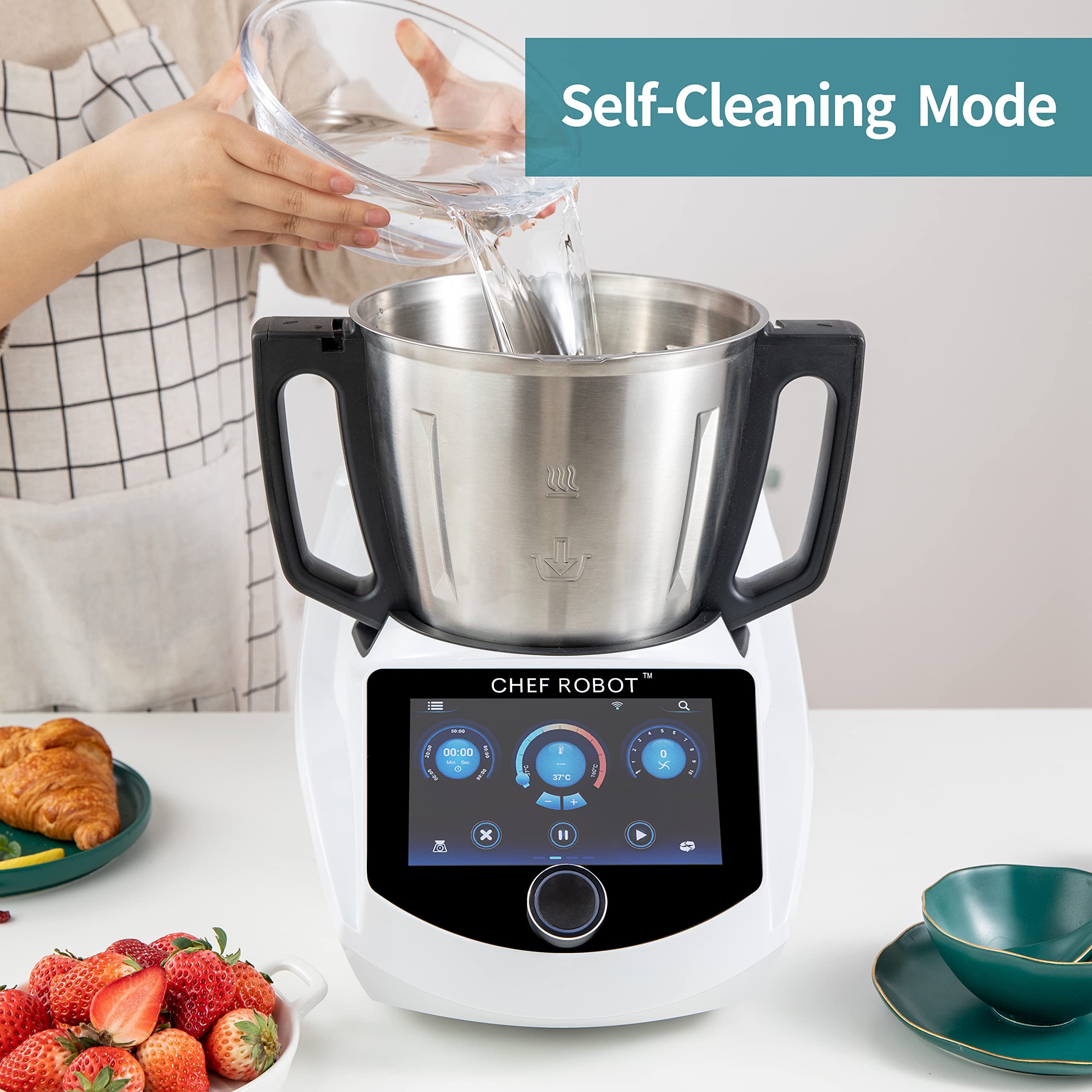 ChefRobot Smart Food Processor All-in-one Auto-Cooking Thermomix Machine,3.5L Capacity,600+ Online Recipes, Built-in Scale, 7 in