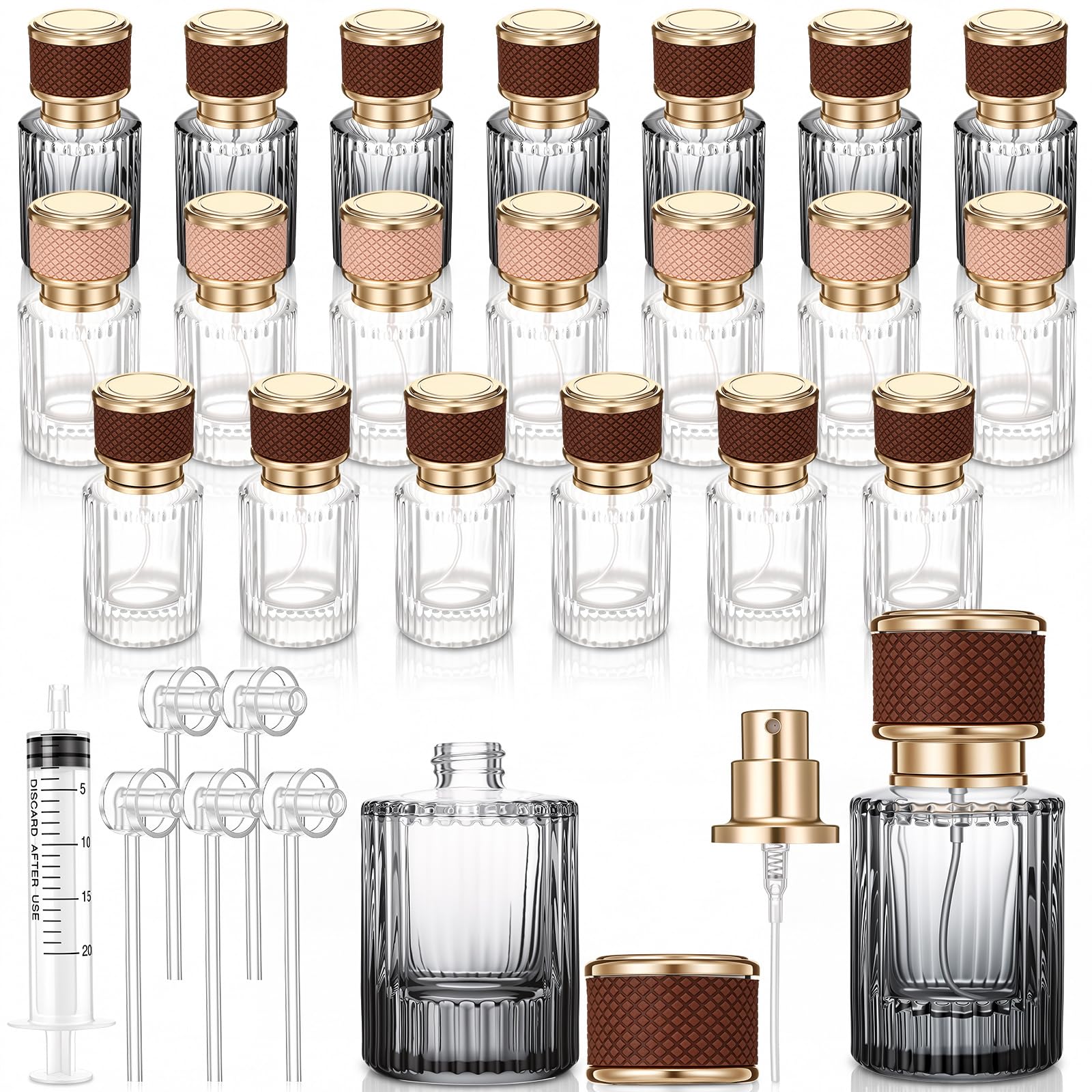 Suclain 20 Pack 30ml Empty Glass Perfume Spray Bottles Refillable, Elegant
