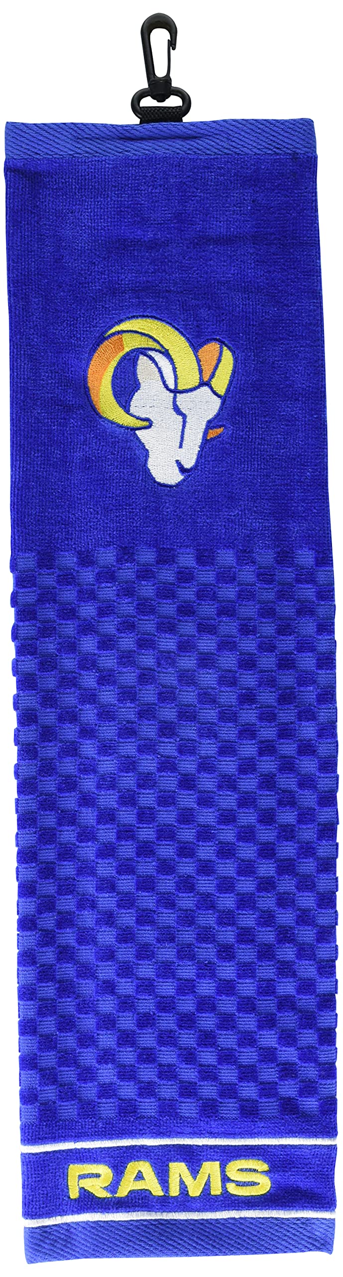Team Golf Nfl Los Angeles Rams Embroidered Golf Towel Embroidered Golf Towel, Checkered Scrubber Design, Embroidered Logo