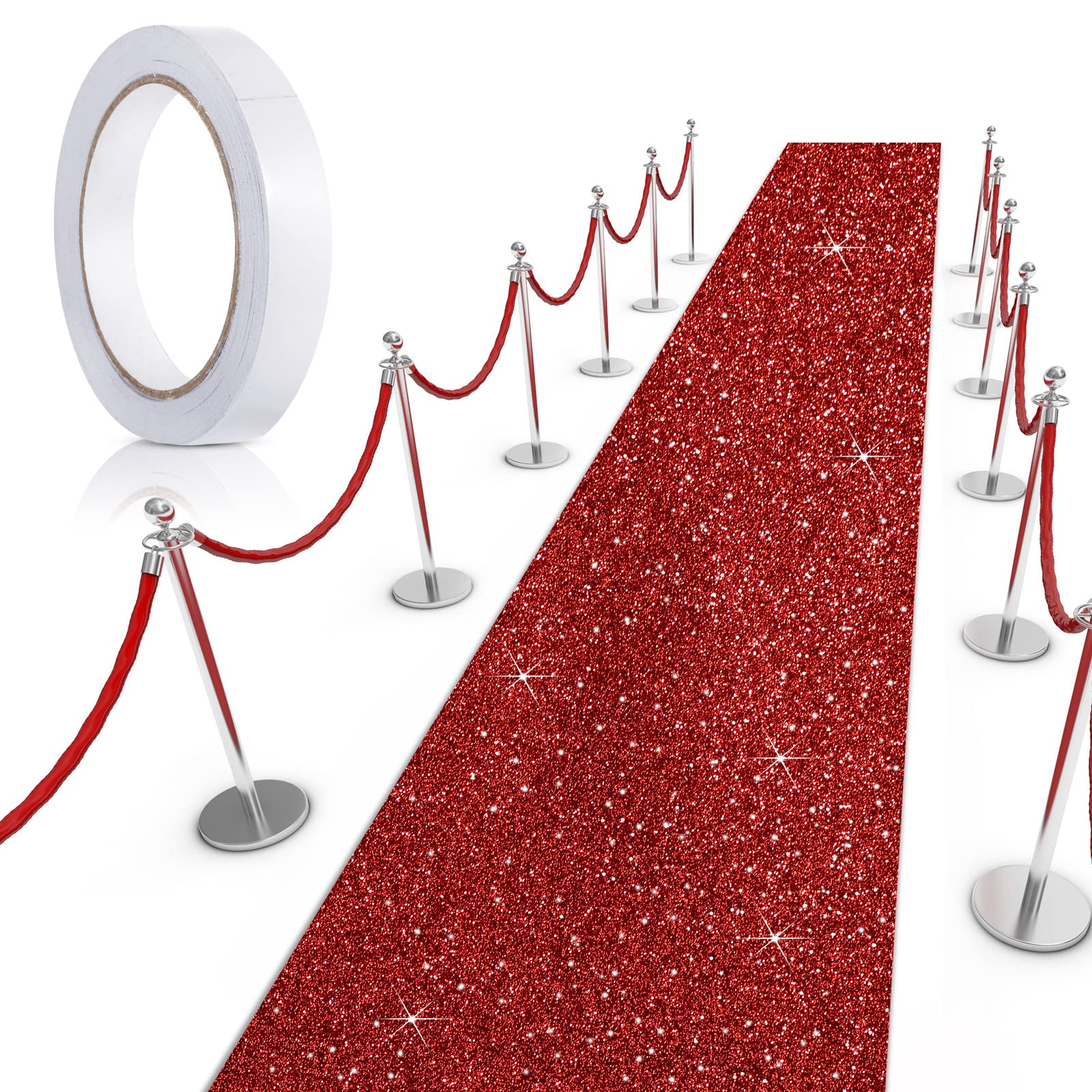 Tatuo Carpet Runner Runway Rug 55 GSM Thickness with Carpet Tape for Prom Wedding Christmas Party Outdoor Indoor Hallway Rug(Gli