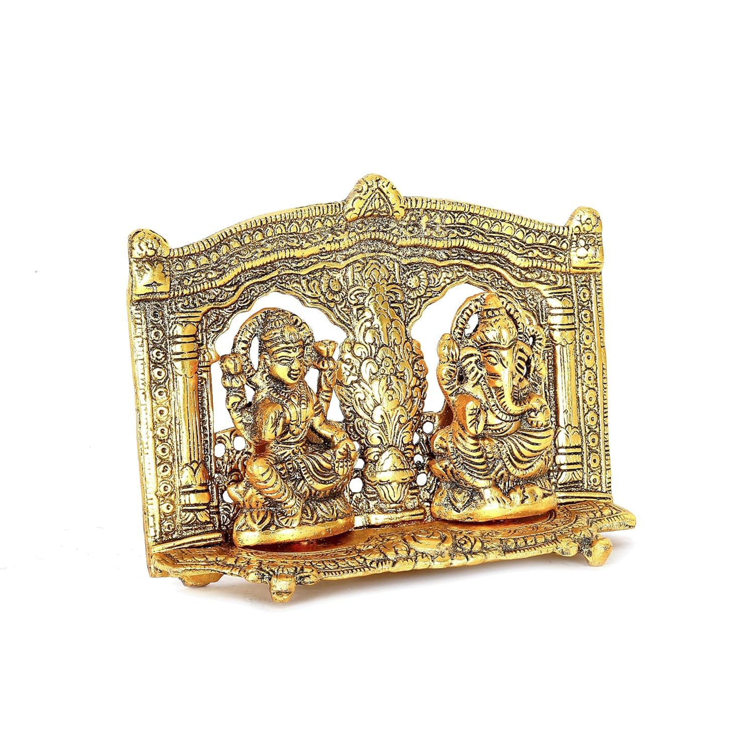 Crown Warriors Metal Laxmi Ganesh Idol Bhagwan Ganpati Murti Metal Statue Sitting Laxmi Ji For Home Office Decor Pooja Good Luck