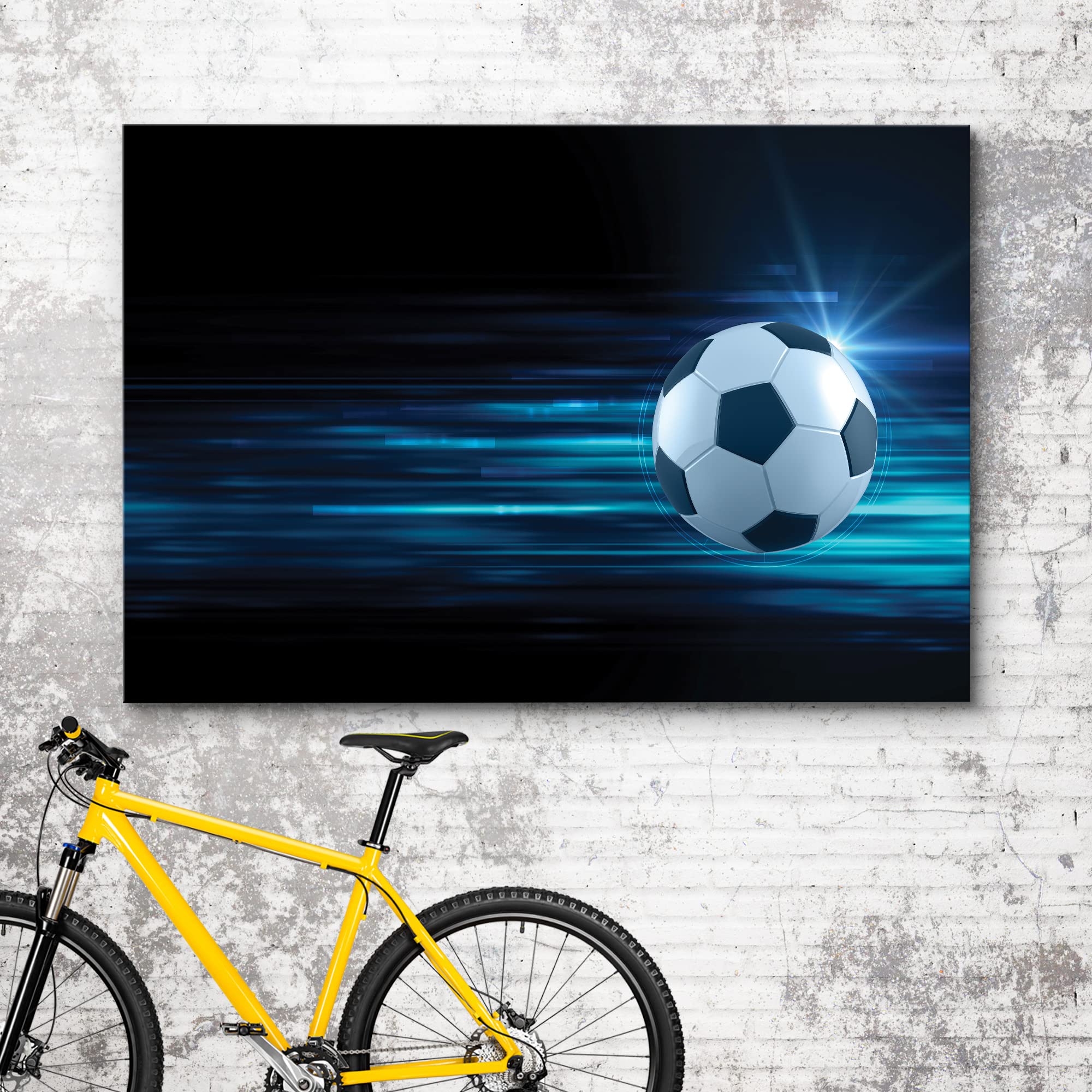 Wall26 Canvas Print Wall Art Soccer Ball On Blue Abstract Background Sports Athletes Photography Realism Contemporary Scenic Urb