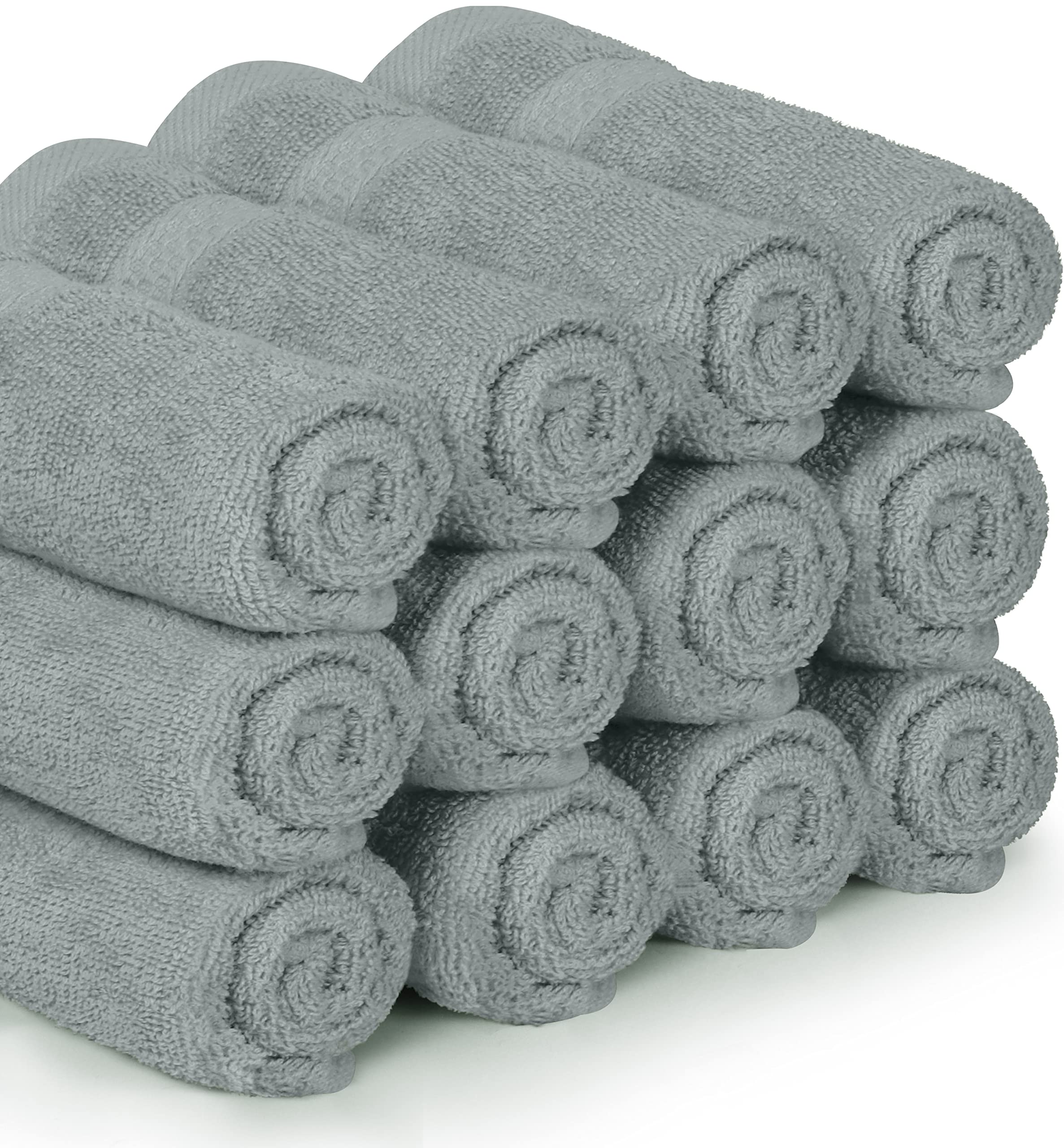 Utopia Towels [12 Pack Premium Wash Cloths Set (12 x 12 Inches) 100% Cotton Ring Spun  Highly Absorbent and Soft Feel Essential Washcloths for Bathroom  Spa  Gym  and Face Towel (Cool Grey)
