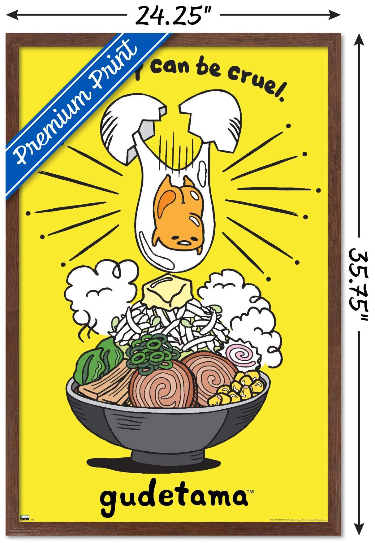Trends International Gudetama - Gravity Wall Poster, 22.375'' X 34'', Mahogany Framed Version