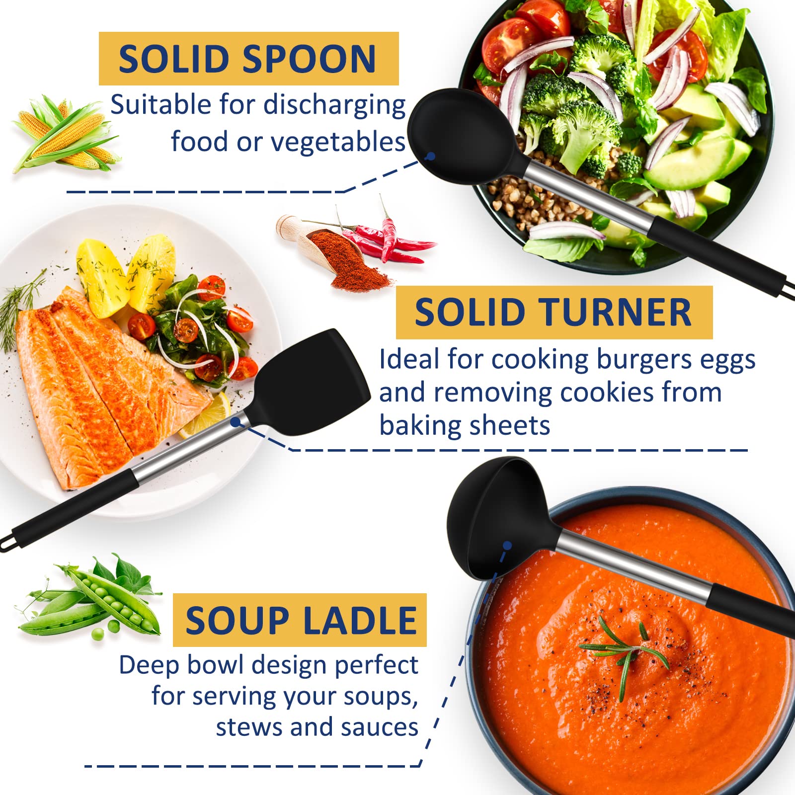 Silicone Cooking Utensil Set, Fungun Non-Stick Kitchen Utensil 24 Pcs Cooking Utensils Set, Heat Resistant Cookware, Silicone Ki